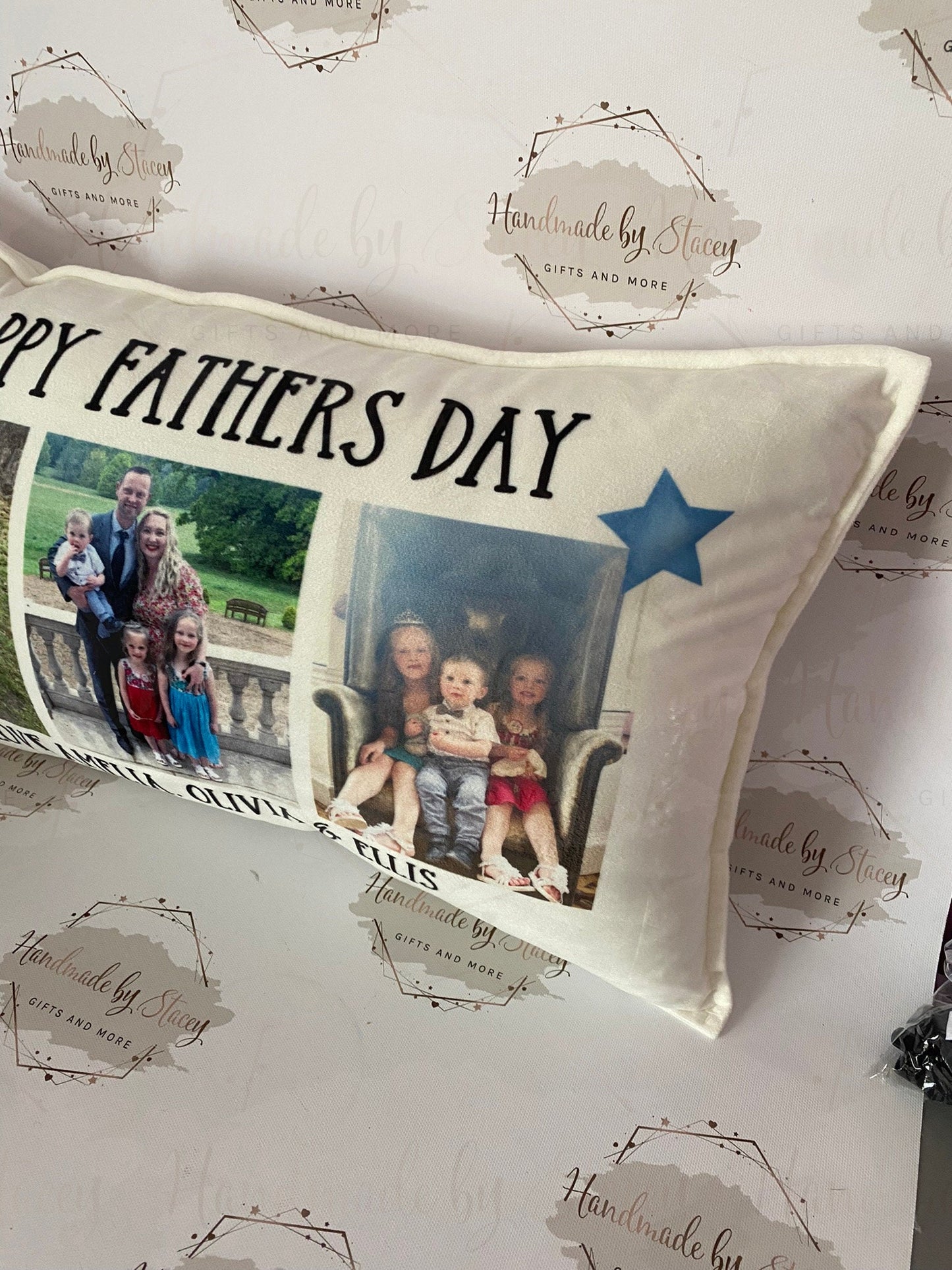 Personalised Photo Cushion Cover|Oblong Shaped Soft Velted Pillow with or Without Inner|Custom Photo & Text|Father's Day Birthday Gift Idea