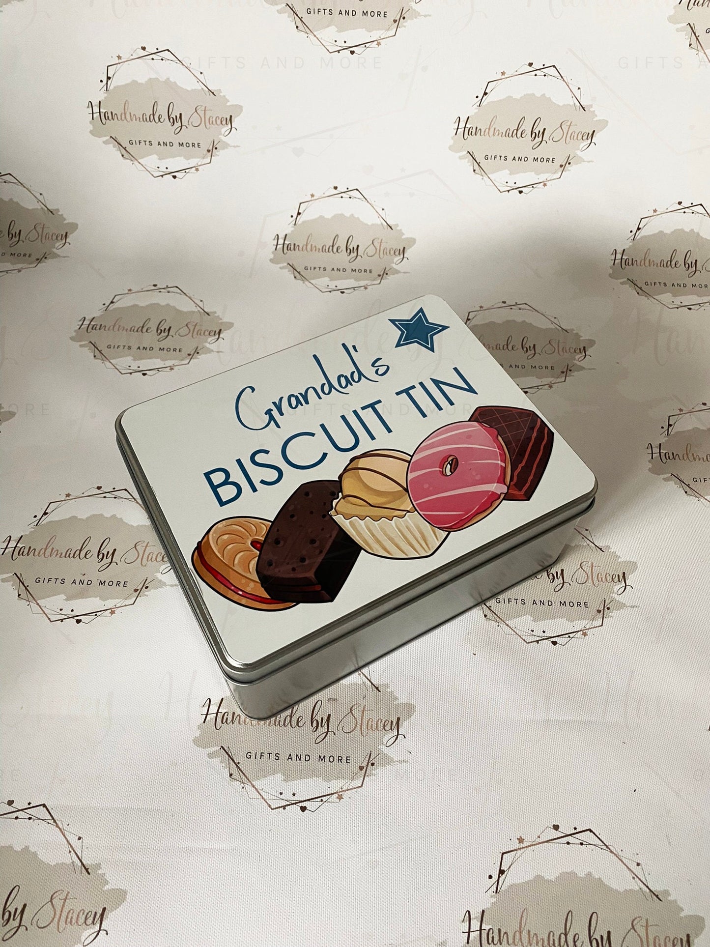 Personalised Novelty Metal Tin|Biscuit Design|Birthday Fathers Day Christmas Gift|Editable Text|Biscuit Self Care Box|Friend|Uncle|Dad