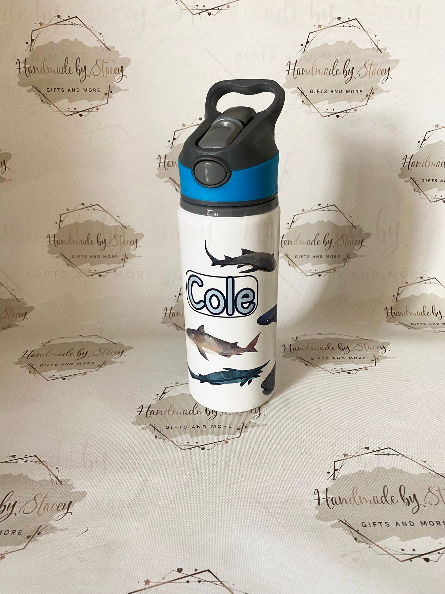 Personalised Child's Shark Animal Water Bottle|Back to School Drinking Bottle|Editable Text|Toddler Nursery|Birthday Gift Idea