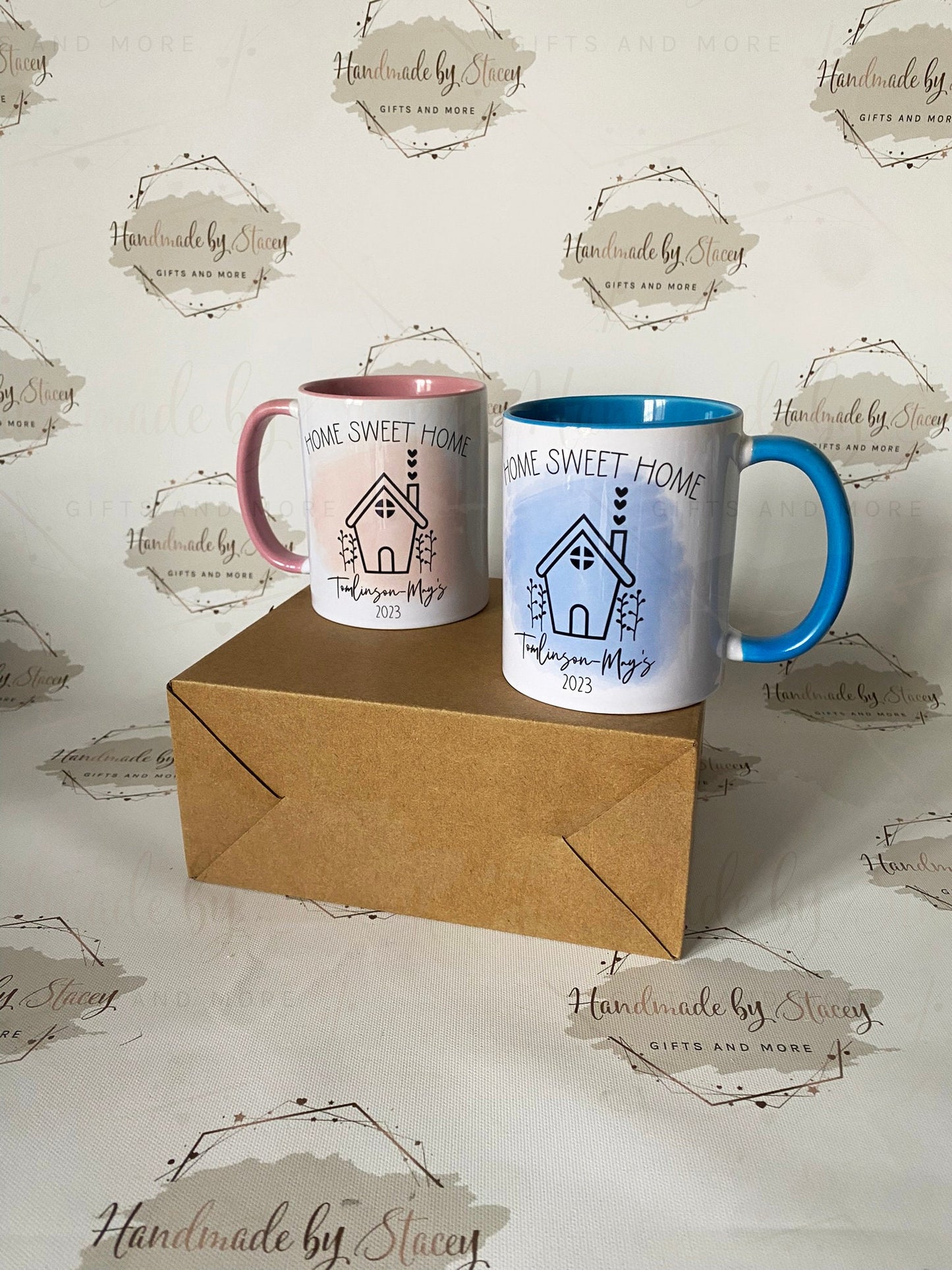 Personalised Ceramic Mug|New Home Mugs|Home Sweet Home Matching Mugs|House Design|Editable Text|First Home Together Gift Idea