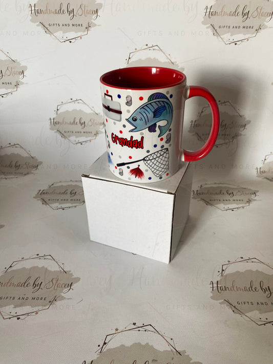 Personalised Ceramic Mug|Fishing Design|Fisherman Gift Idea|Editable Text|Birthday Christmas Gift for Him|Dad|Grandad|Stepdad|