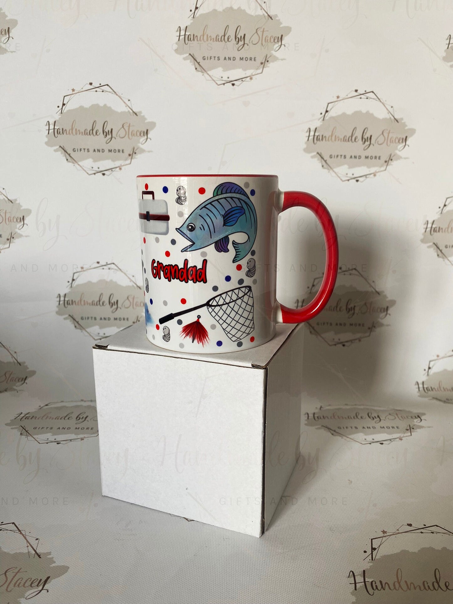Personalised Ceramic Mug|Fishing Design|Fisherman Gift Idea|Editable Text|Birthday Christmas Gift for Him|Dad|Grandad|Stepdad|