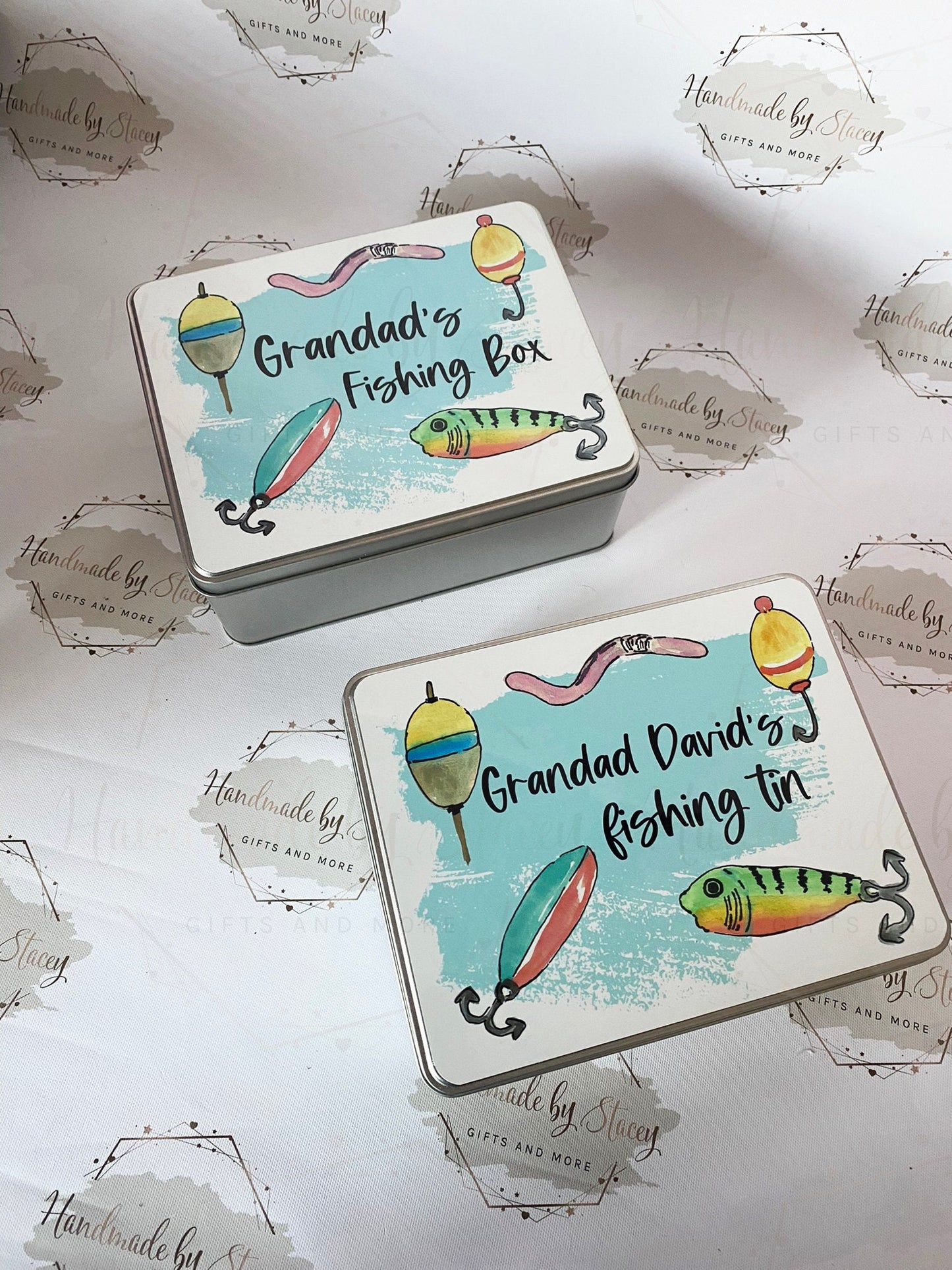Personalised Novelty Metal Tin|Fishing Design|Birthday Christmas Gift|Editable Text|Fishing Accessories|Gift for Him|Father's Day|Sport