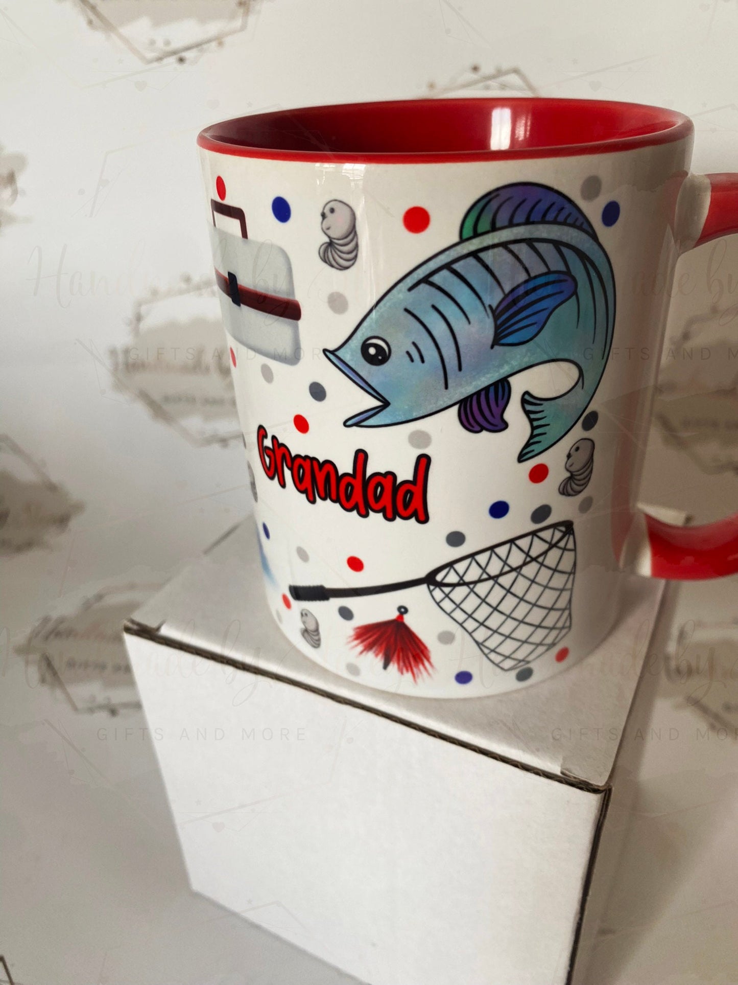 Personalised Ceramic Mug|Fishing Design|Fisherman Gift Idea|Editable Text|Birthday Christmas Gift for Him|Dad|Grandad|Stepdad|