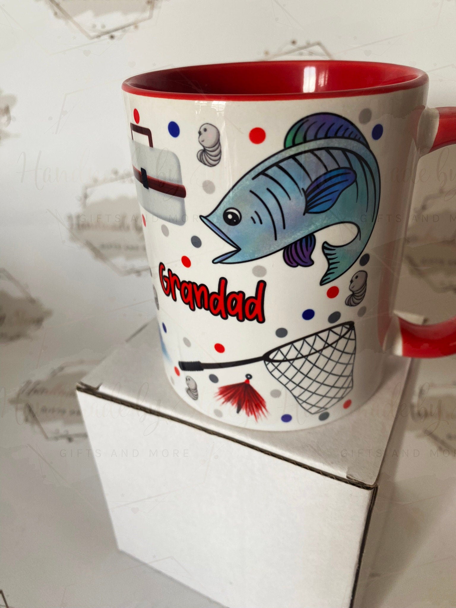 Personalised Ceramic Mug|Fishing Design|Fisherman Gift Idea|Editable Text|Birthday Christmas Gift for Him|Dad|Grandad|Stepdad|