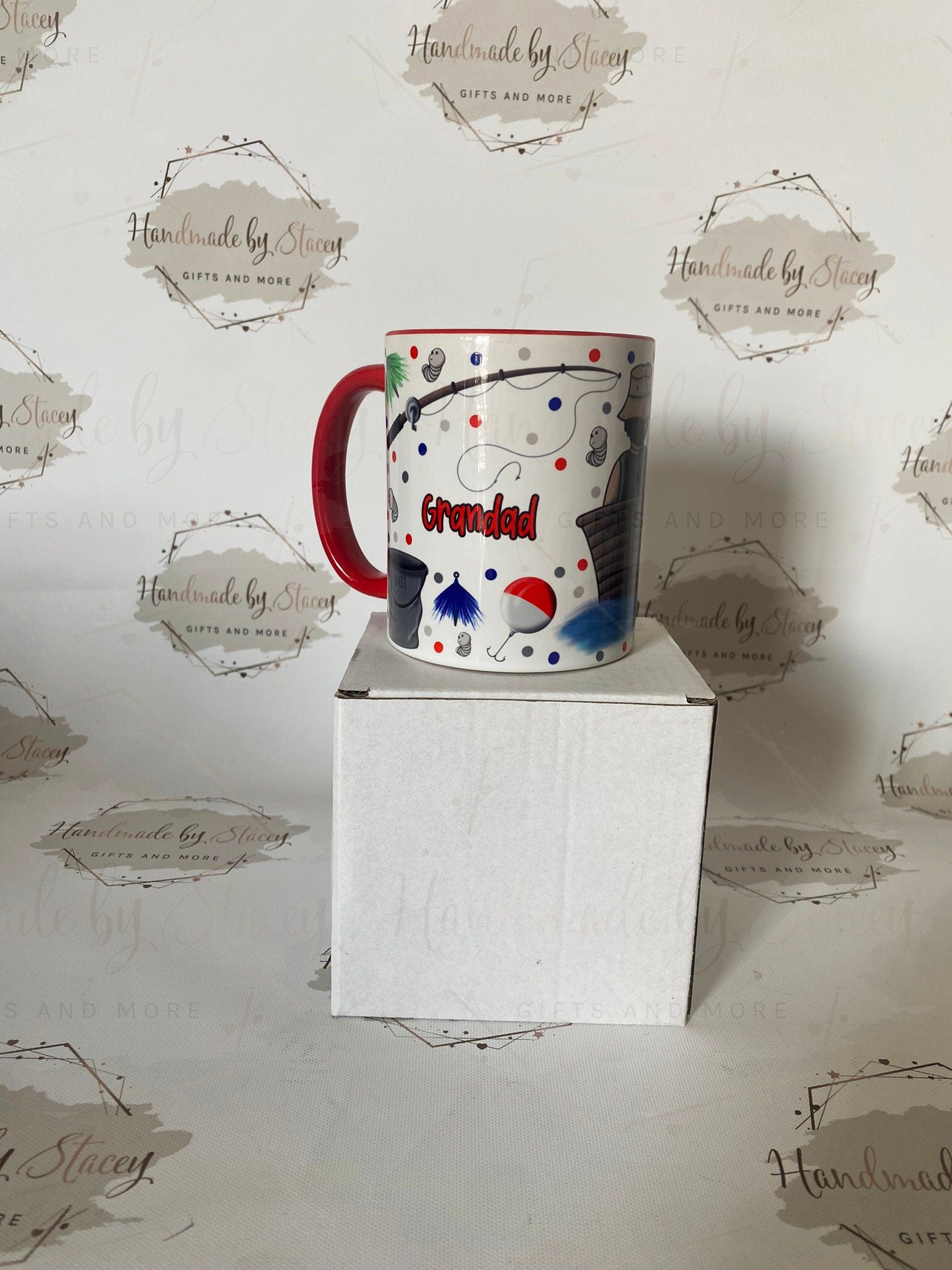 Personalised Ceramic Mug|Fishing Design|Fisherman Gift Idea|Editable Text|Birthday Christmas Gift for Him|Dad|Grandad|Stepdad|