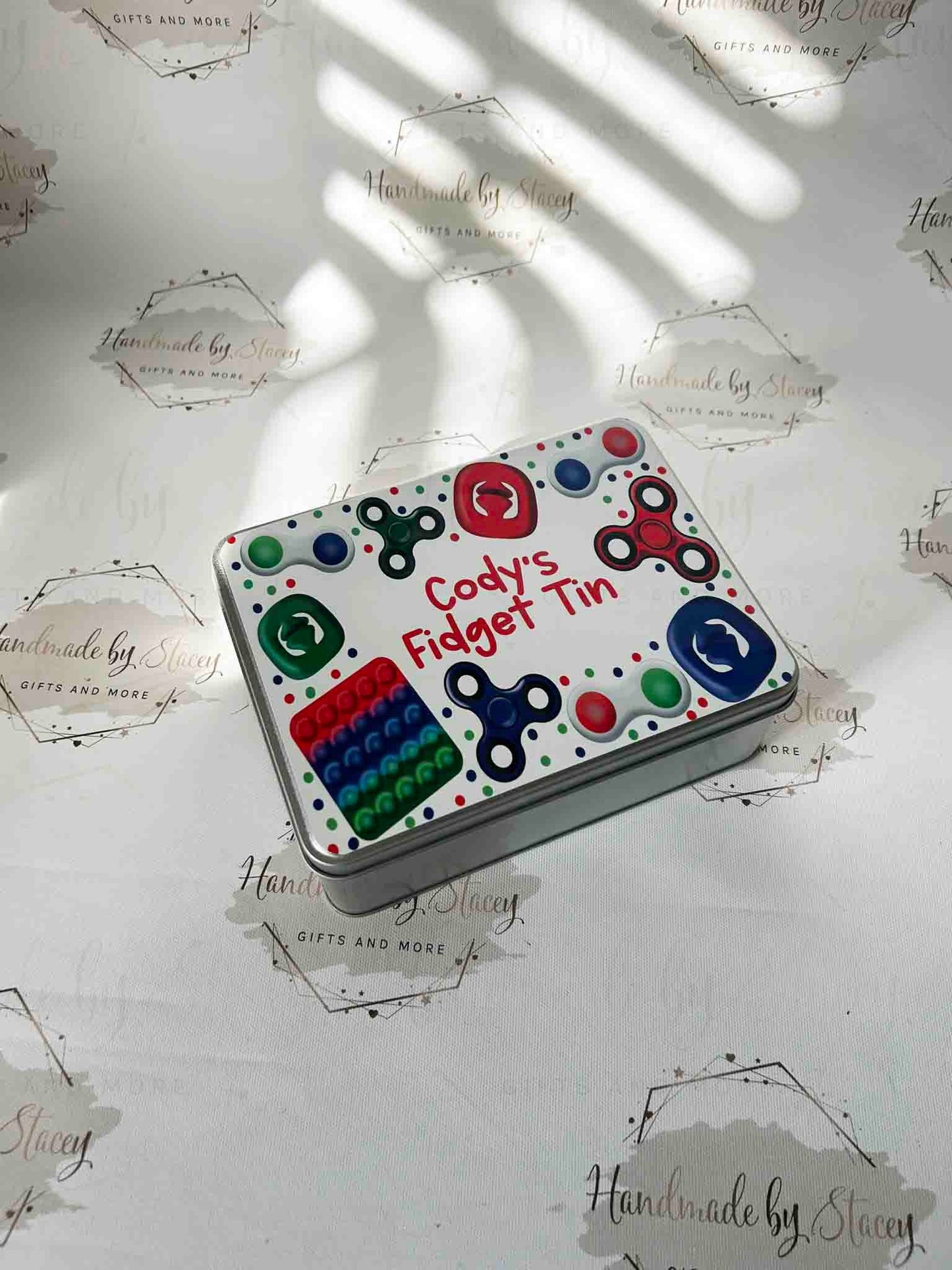 Personalised Novelty Metal Tin|Fidget Design|Editable Text|Autistic ADHD Sensory Toys|Birthday Christmas Gift Idea for Child|Adult