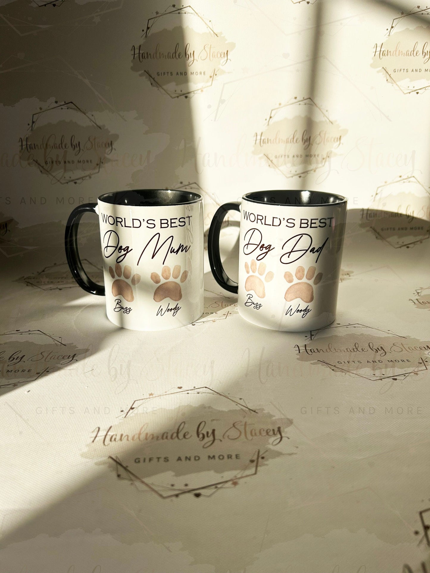 Personalised Ceramic Mug|World's Best Dog Dad Mum Gran|Paw Print Dog Owner Gift Idea|Puppy Love|Christmas Birthday Gift|Editable Text
