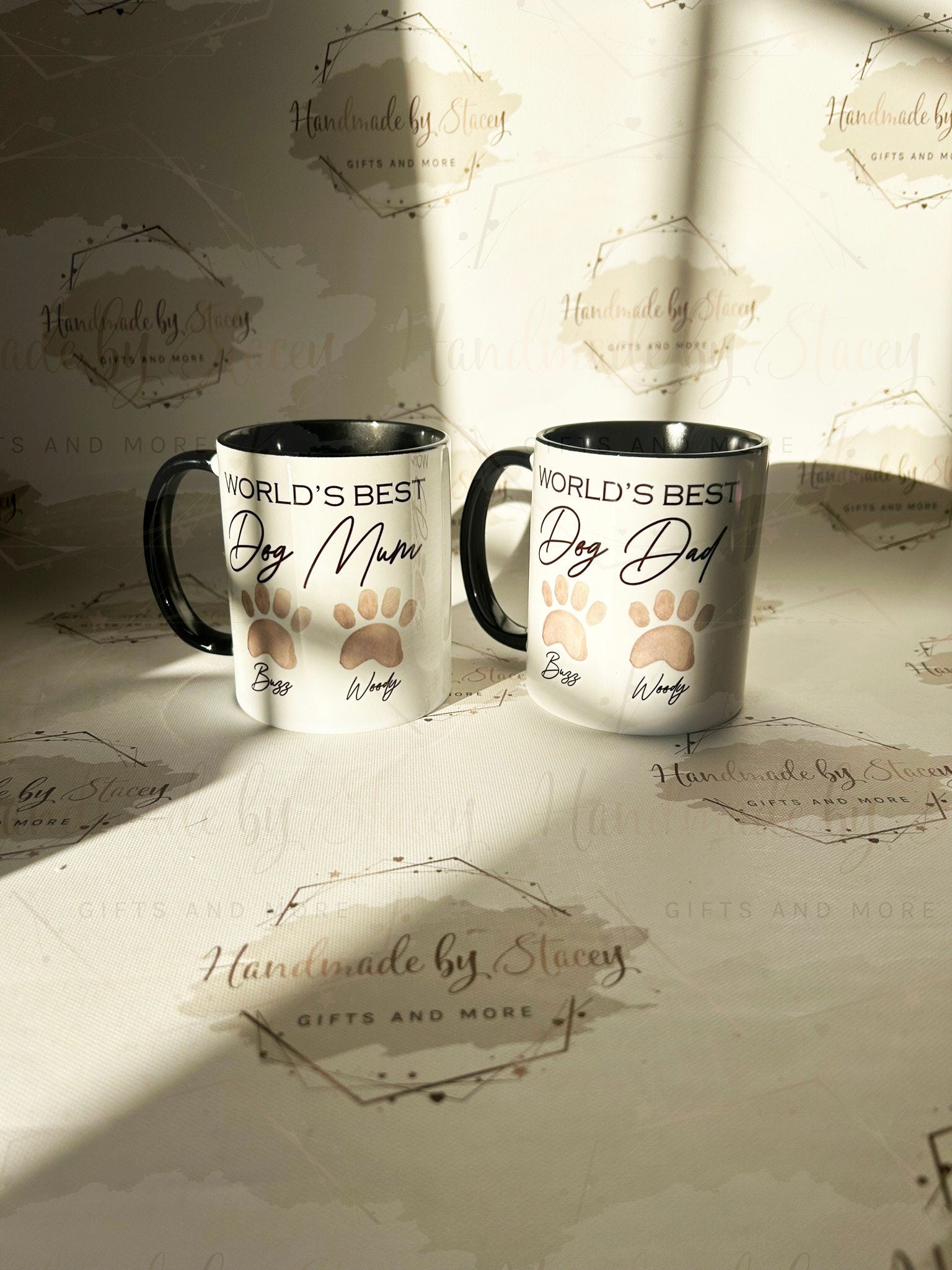Personalised Ceramic Mug|World's Best Dog Dad Mum Gran|Paw Print Dog Owner Gift Idea|Puppy Love|Christmas Birthday Gift|Editable Text