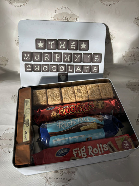 Personalised Novelty Metal Tin|Chocolate Treat Tile Design|Family Mother Father Grandparent|Christmas Mothers Day Best Friend Gift Idea
