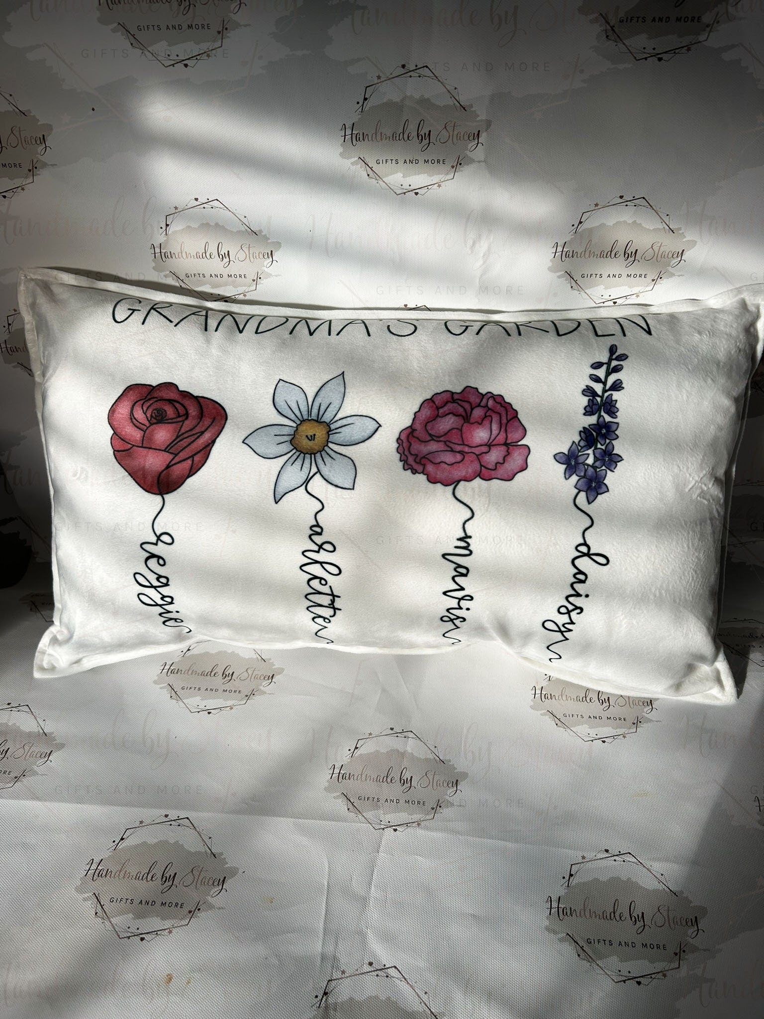 Personalised 30x50cm Cushion Cover|Oblong Shaped Soft Velted Pillow with or Without Inner|Birth Flower Design|Mothers Day Birthday Gift Idea
