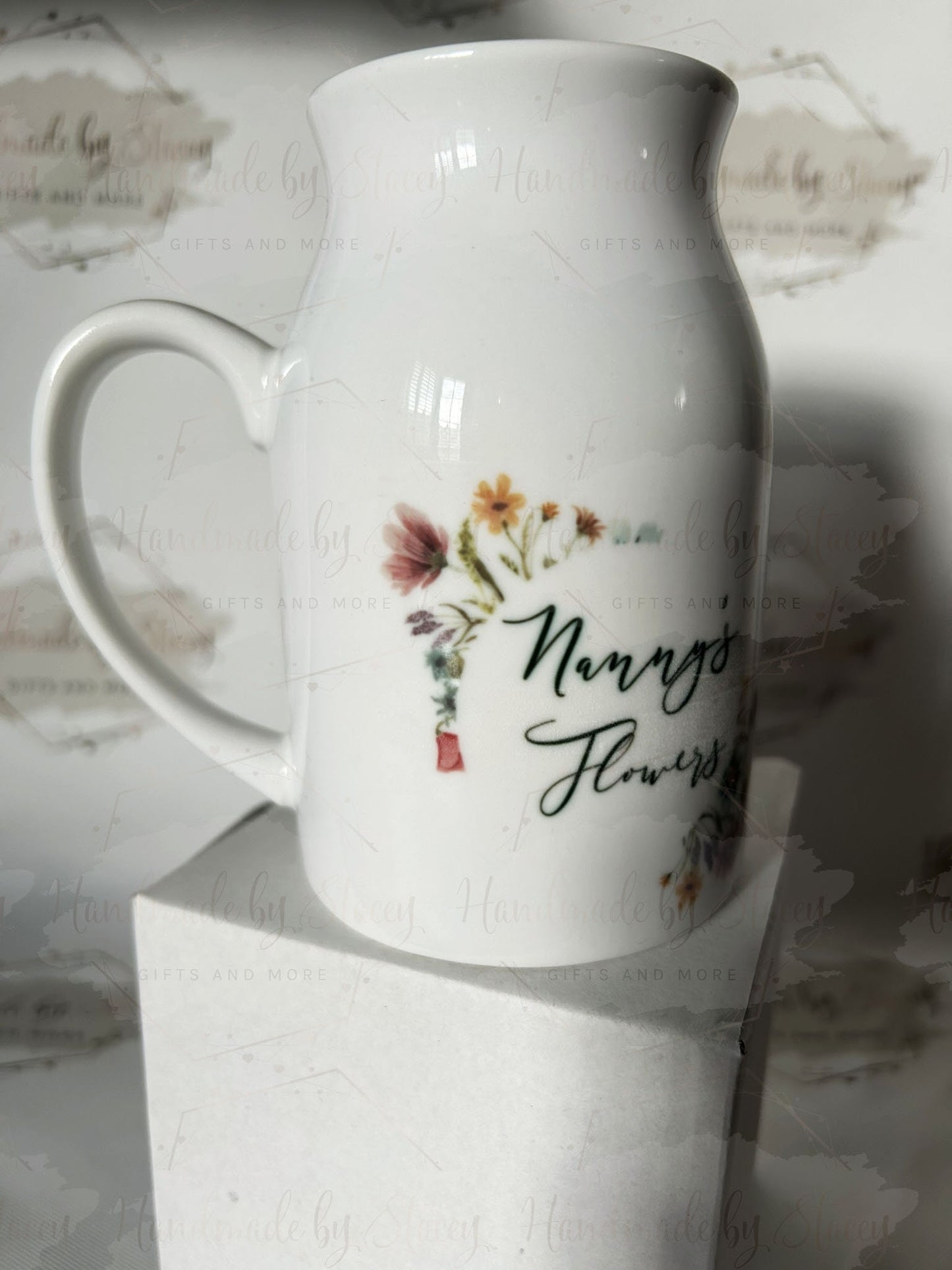 Personalised Wildflower Jug|Ceramic Floral Vase|Grandparent Mothers Day Birthday Gift Idea for Her|Two Sizes|Limited Product