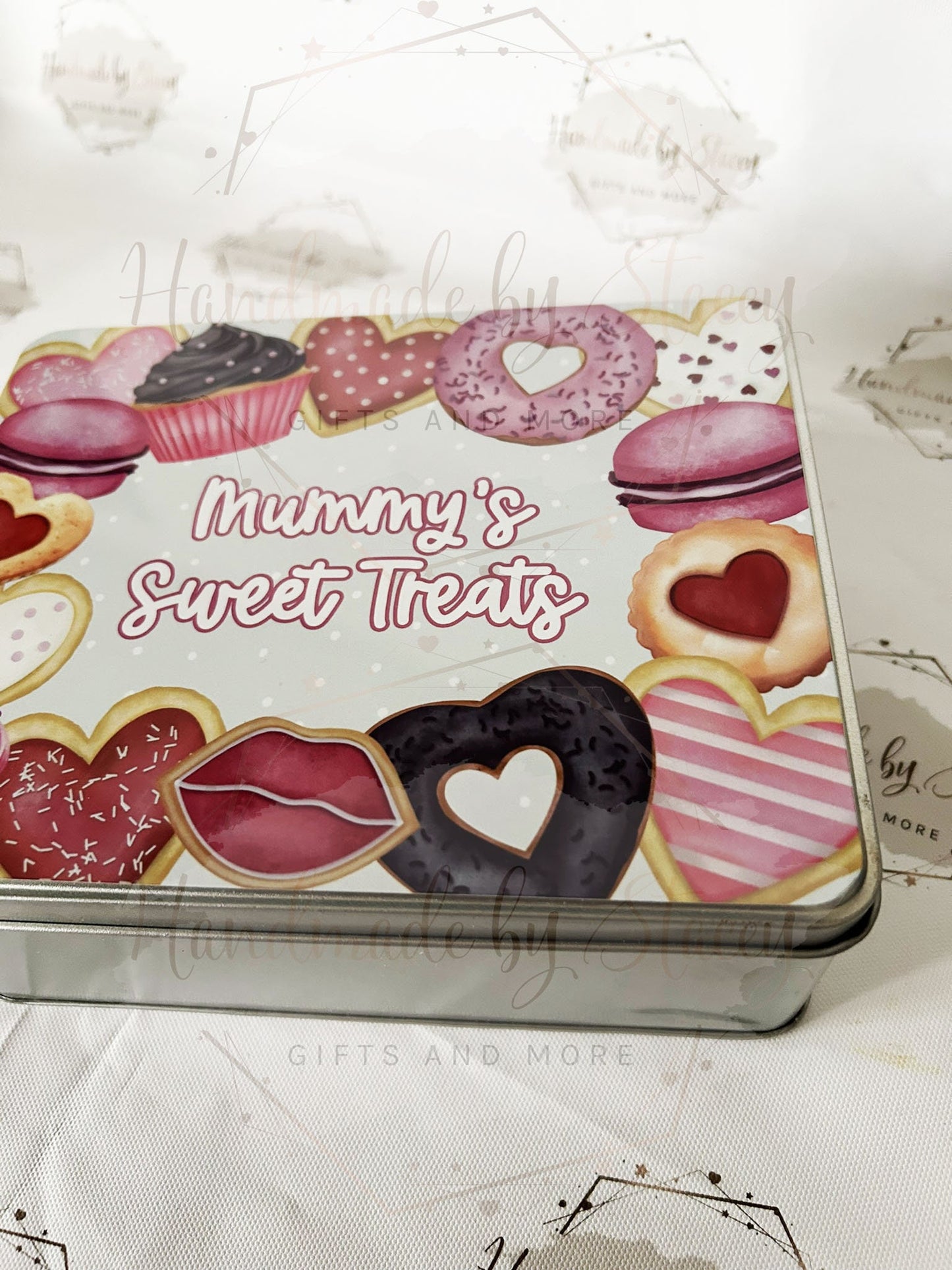 Personalised Novelty Metal Tin|Valentines Love Biscuit Cake Design|Gift for Mothers Day|Best Friend|Aunty|Sweetie Treat Present