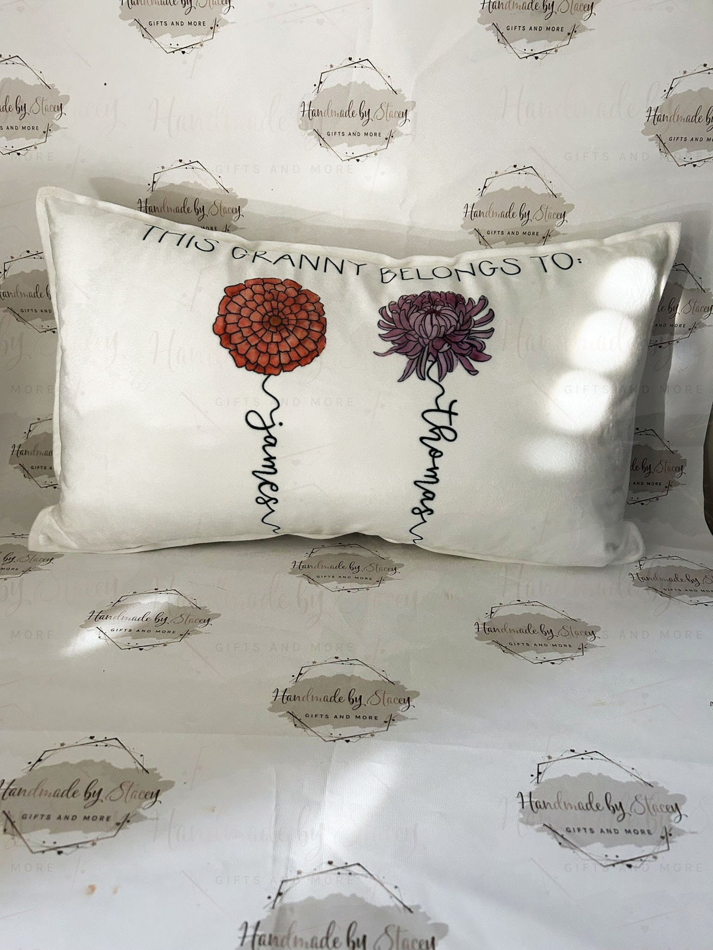 Personalised 30x50cm Cushion Cover|Oblong Shaped Soft Velted Pillow with or Without Inner|Birth Flower Design|Mothers Day Birthday Gift Idea