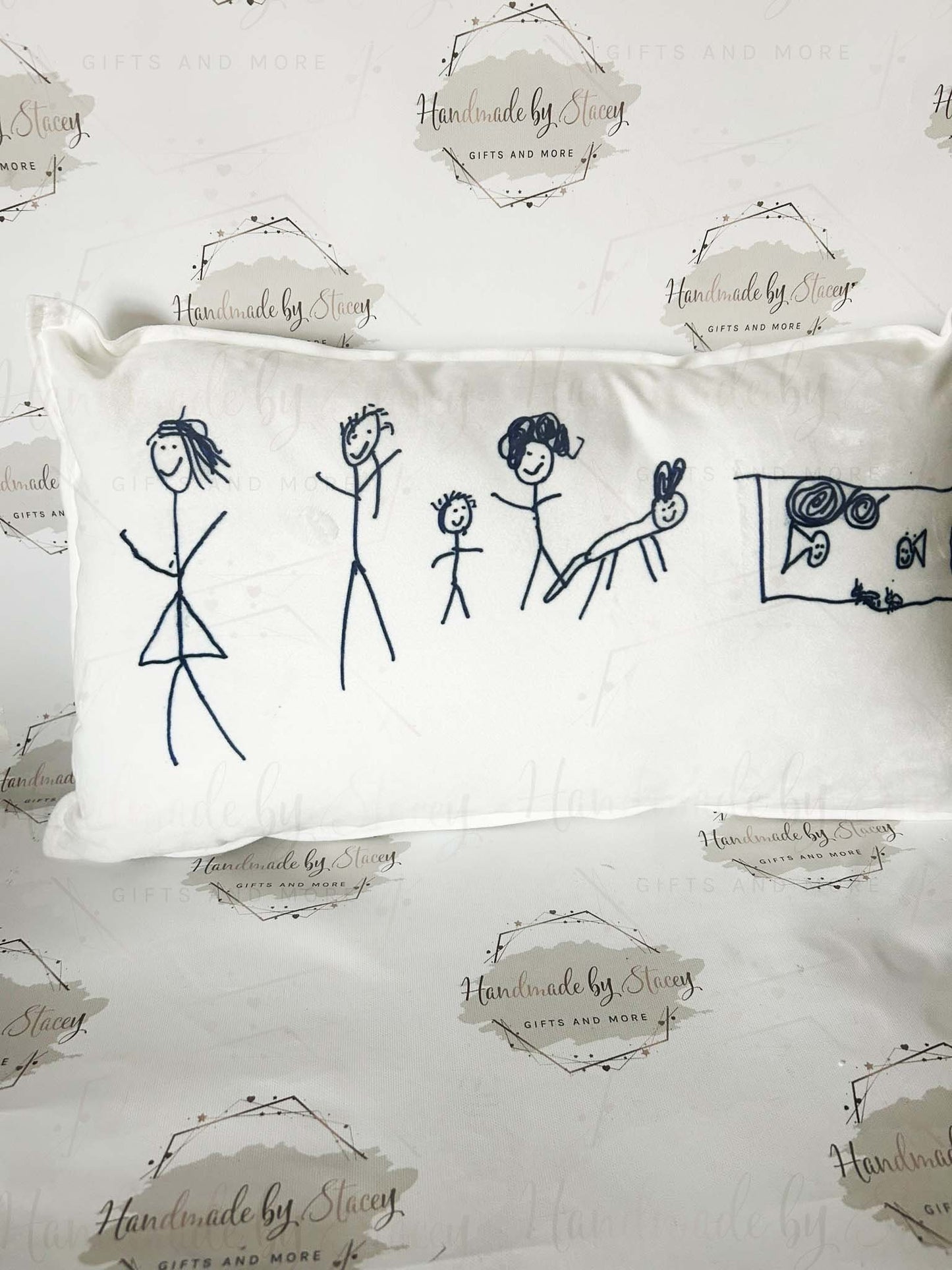 Personalised Cushion Cover|30x50cm Oblong Shaped Soft Velted Pillow with or Without Inner|Custom Child Artwork/Handprints Father Mothers Day