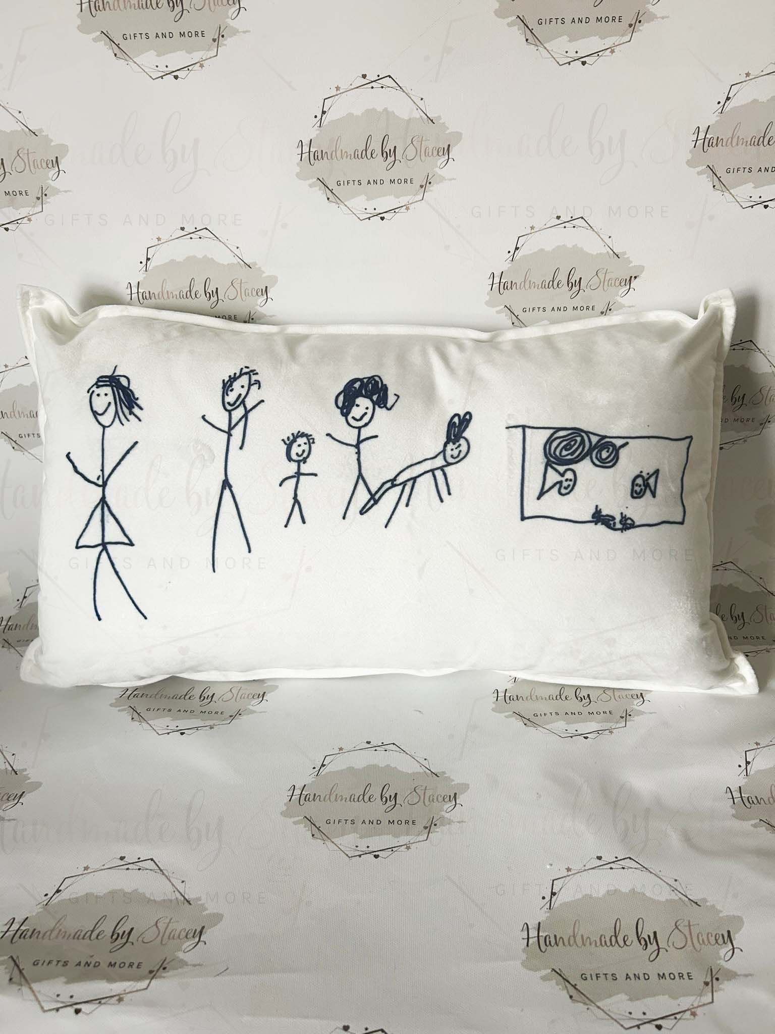 Personalised Cushion Cover|30x50cm Oblong Shaped Soft Velted Pillow with or Without Inner|Custom Child Artwork/Handprints Father Mothers Day