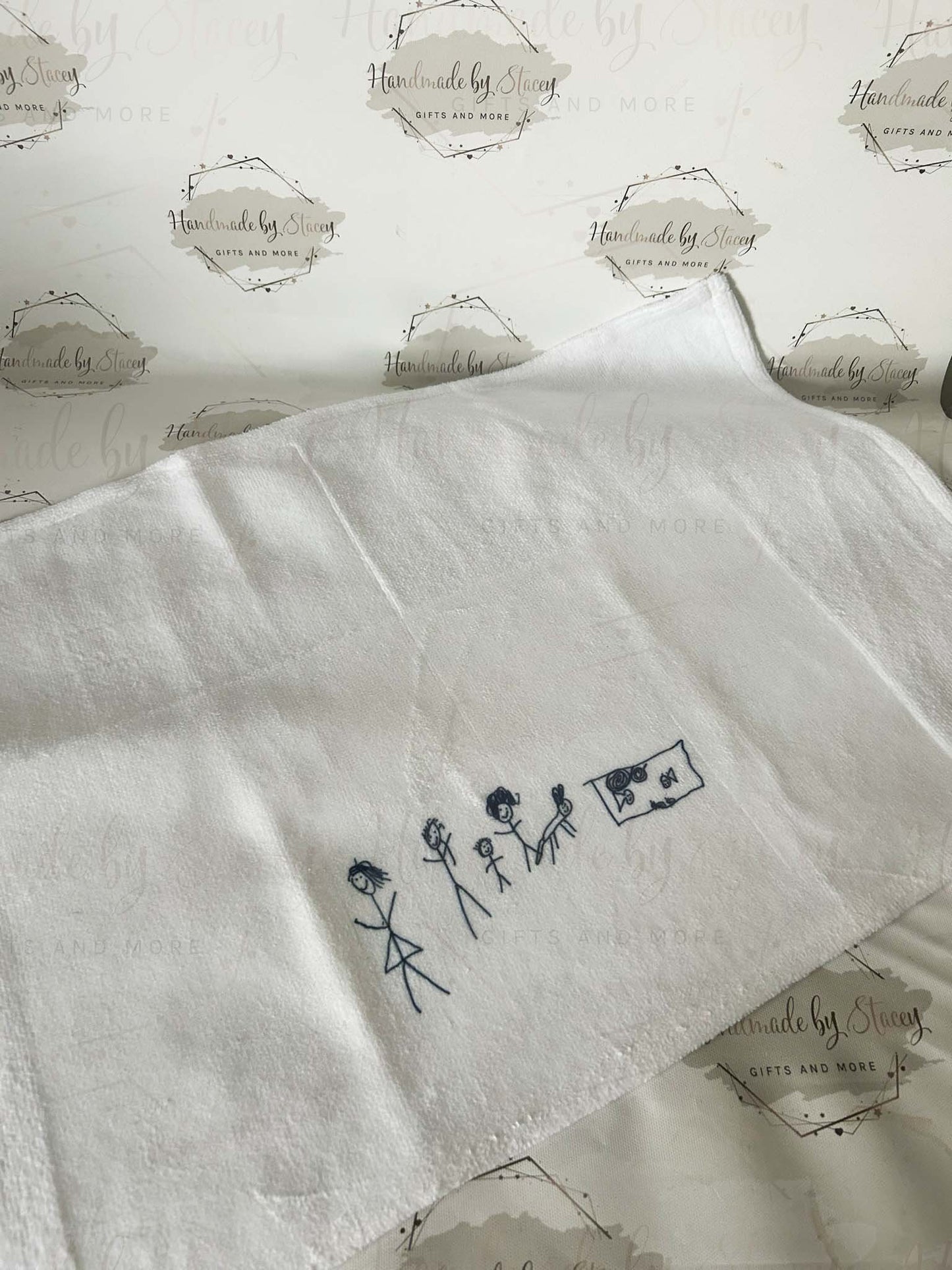 Personalised Kitchen Tea Towel|Child Drawing Artwork|Custom Design|Gift for Mothers day|Fathers Day|Loved One|From Grandchildren