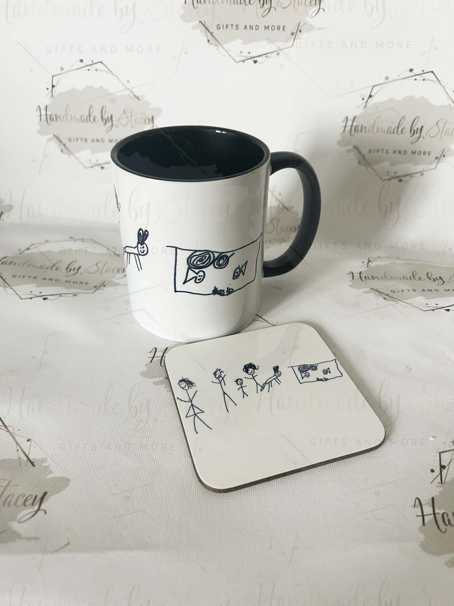 Personalised Ceramic Mug|Child Drawing Artwork Handprint|Unique Memory Gift Idea Fathers Mothers Day Birthday