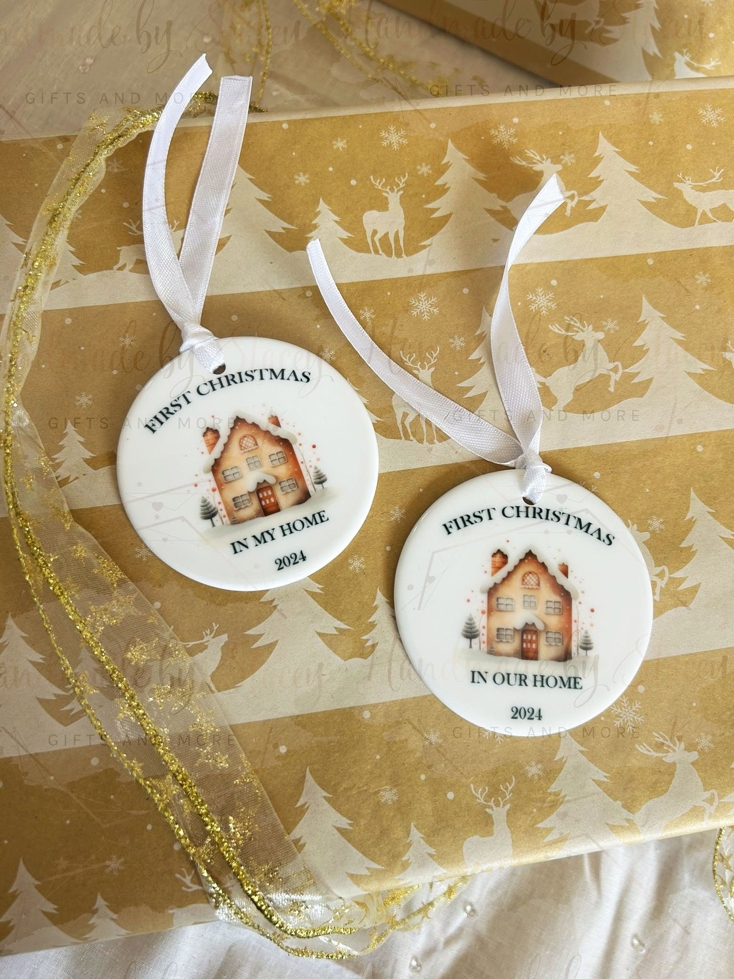 Personalised Christmas Bauble|Ceramic Tree Decoration|Editable Text|First Christmas in New Home|New House|Festive Home Design|Secret Santa