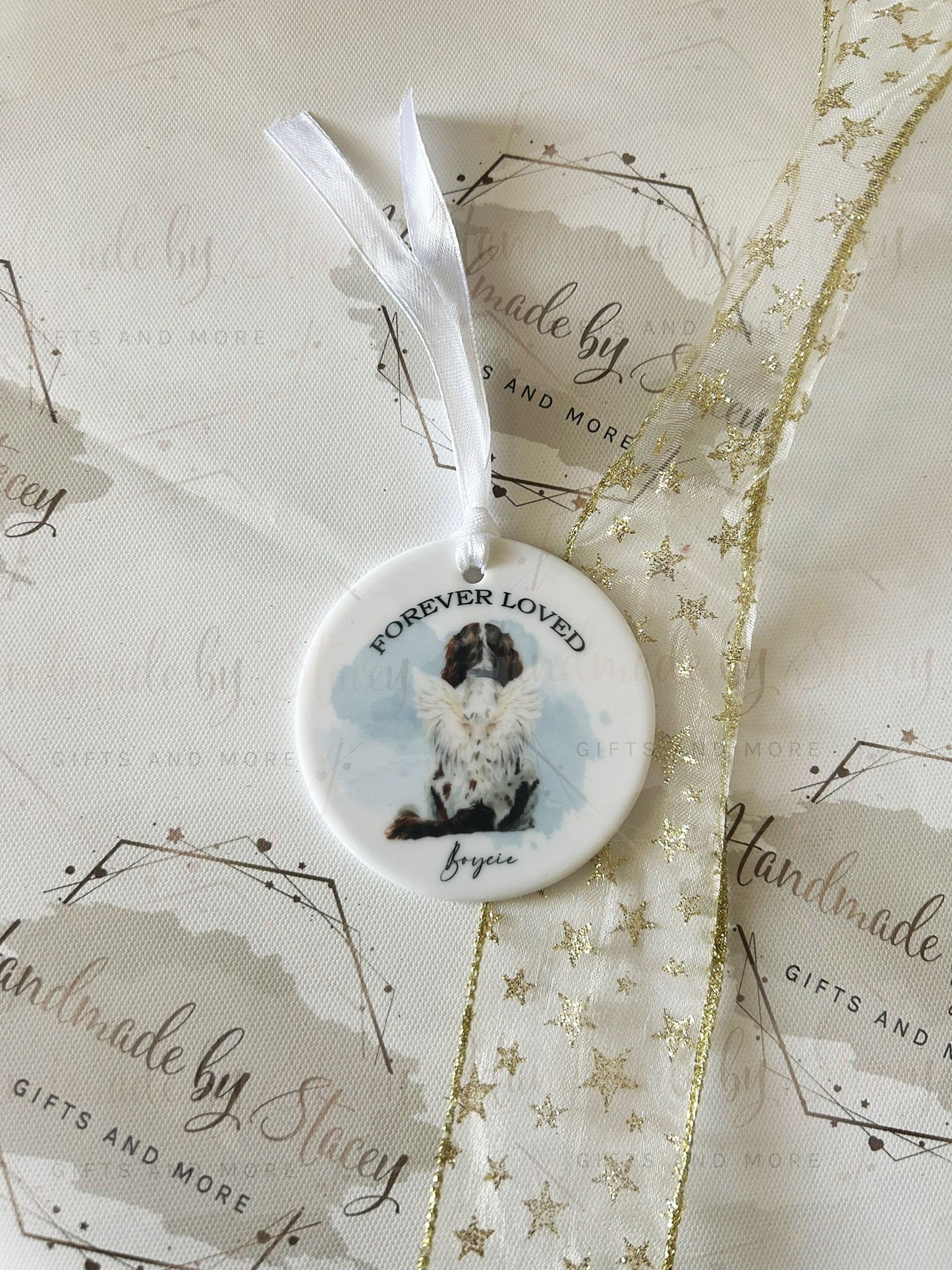 Personalised Christmas Pet Bauble|In Memory Pet|Ceramic Tree Decoration|Editable Text|Man's Best Friend|Dog Design|Santa Paws|