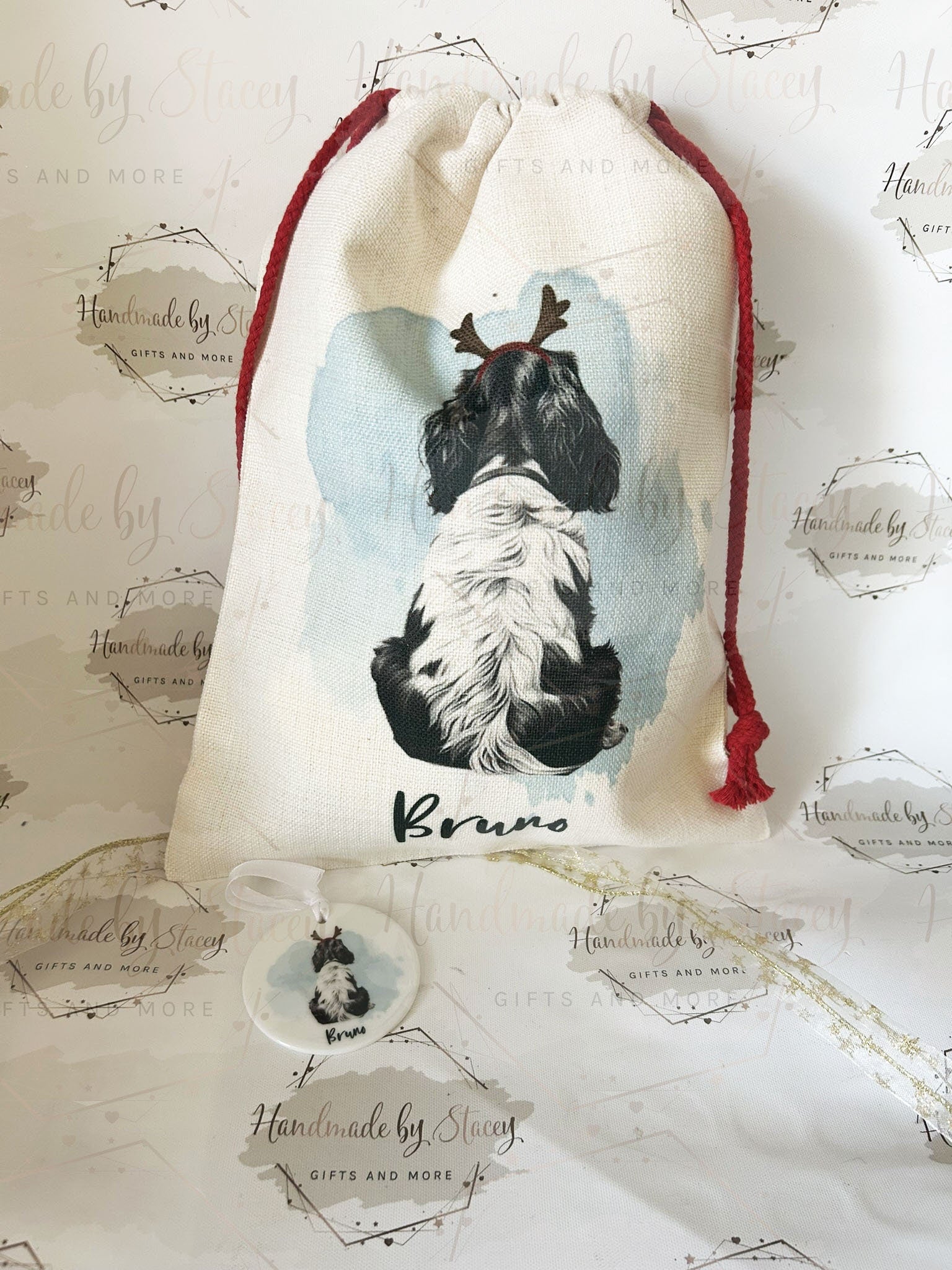 Personalised Christmas Bag|Dog's Xmas Sack|Mans Best Friend Christmas Stocking|Gift for Dog Owner|Puppy Treat|Custom text|Over 100 Dog Breed