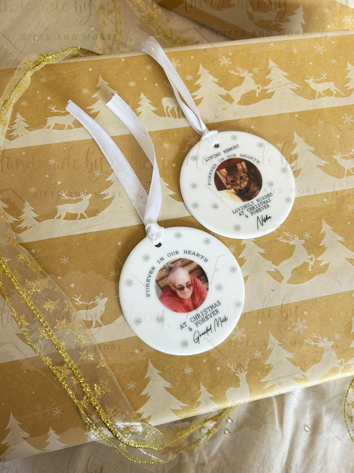 Personalised Christmas Bauble|Ceramic Tree Decoration|Editable Text|In Memory Photo Gift|Family In Heaven|