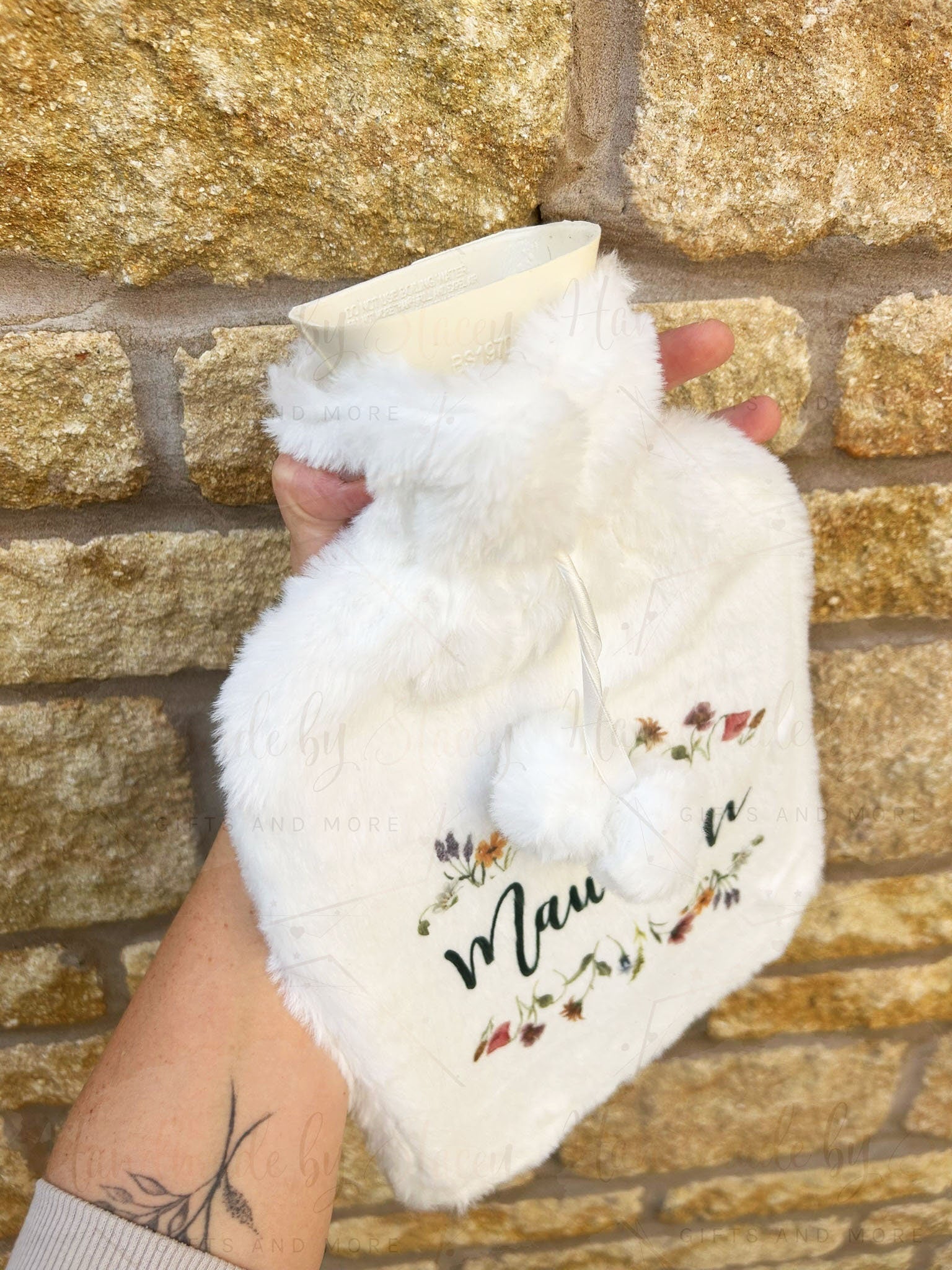 Personalised Hot Water Bottle|Wildflower Floral Design|Editable Text|Limited Birthday Christmas Warm Gift Idea|For Mum Grandparent Friend
