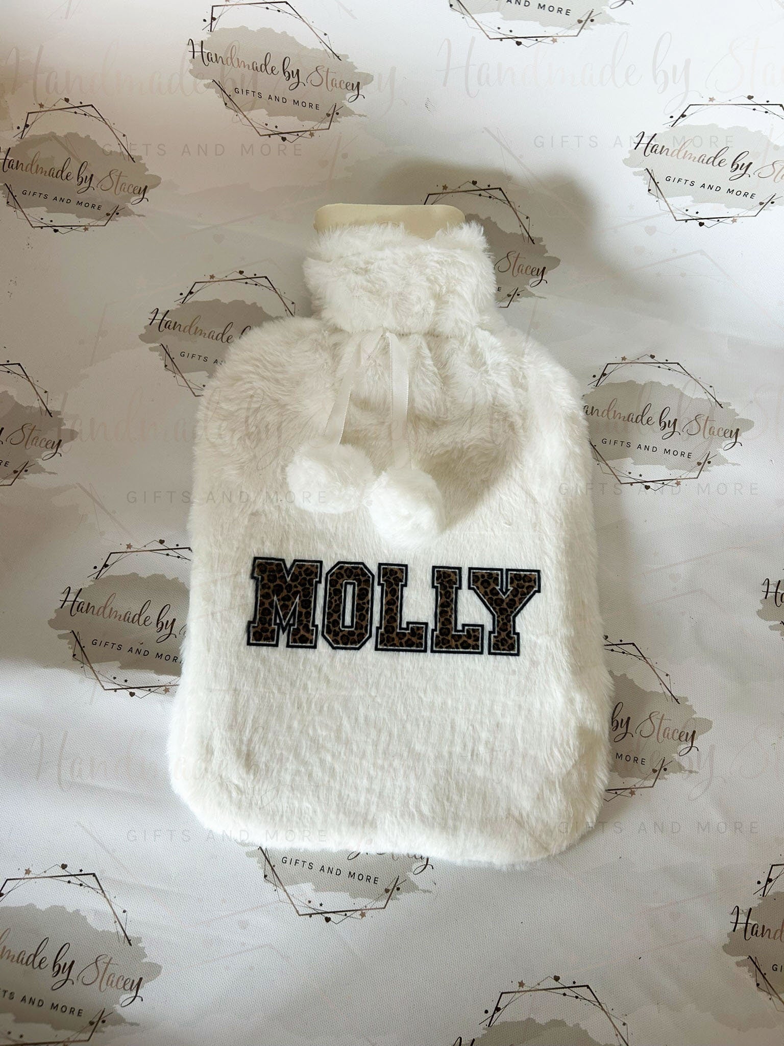 Personalised Hot Water Bottle|Leopard Print Design|Editable Text|Limited Birthday Christmas Warm Gift Idea|For Mum Grandparent Friend