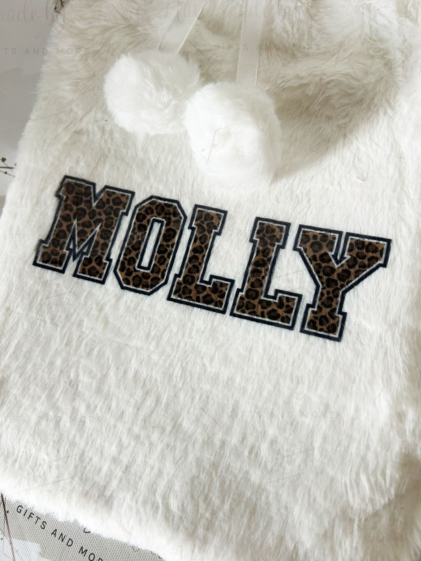 Personalised Hot Water Bottle|Leopard Print Design|Editable Text|Limited Birthday Christmas Warm Gift Idea|For Mum Grandparent Friend