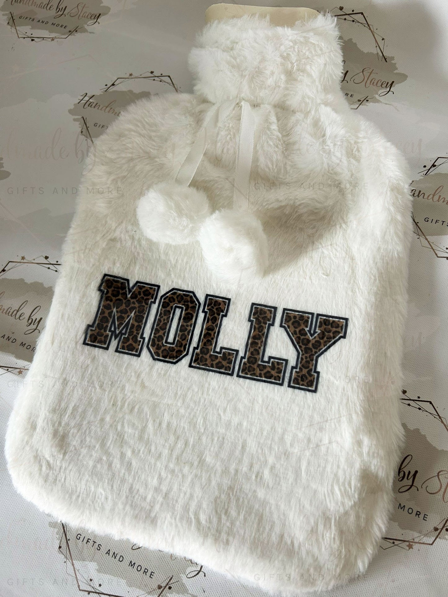Personalised Hot Water Bottle|Leopard Print Design|Editable Text|Limited Birthday Christmas Warm Gift Idea|For Mum Grandparent Friend