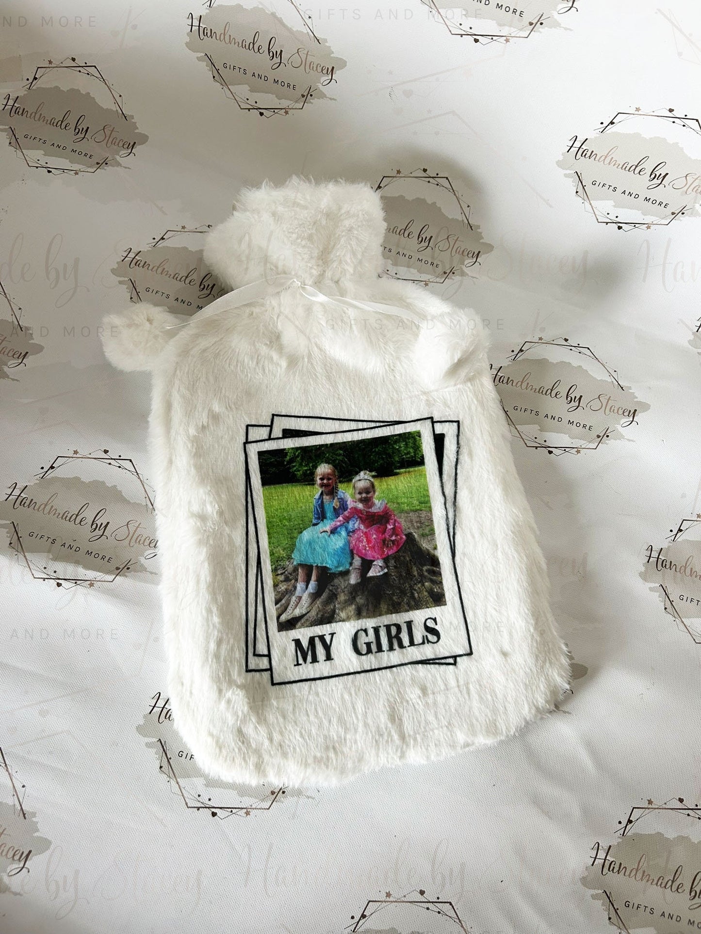 Personalised Hot Water Bottle|Photo Polaroid Design|Editable Text|Limited Birthday Christmas Warm Gift Idea|For Mum Grandparent Friend