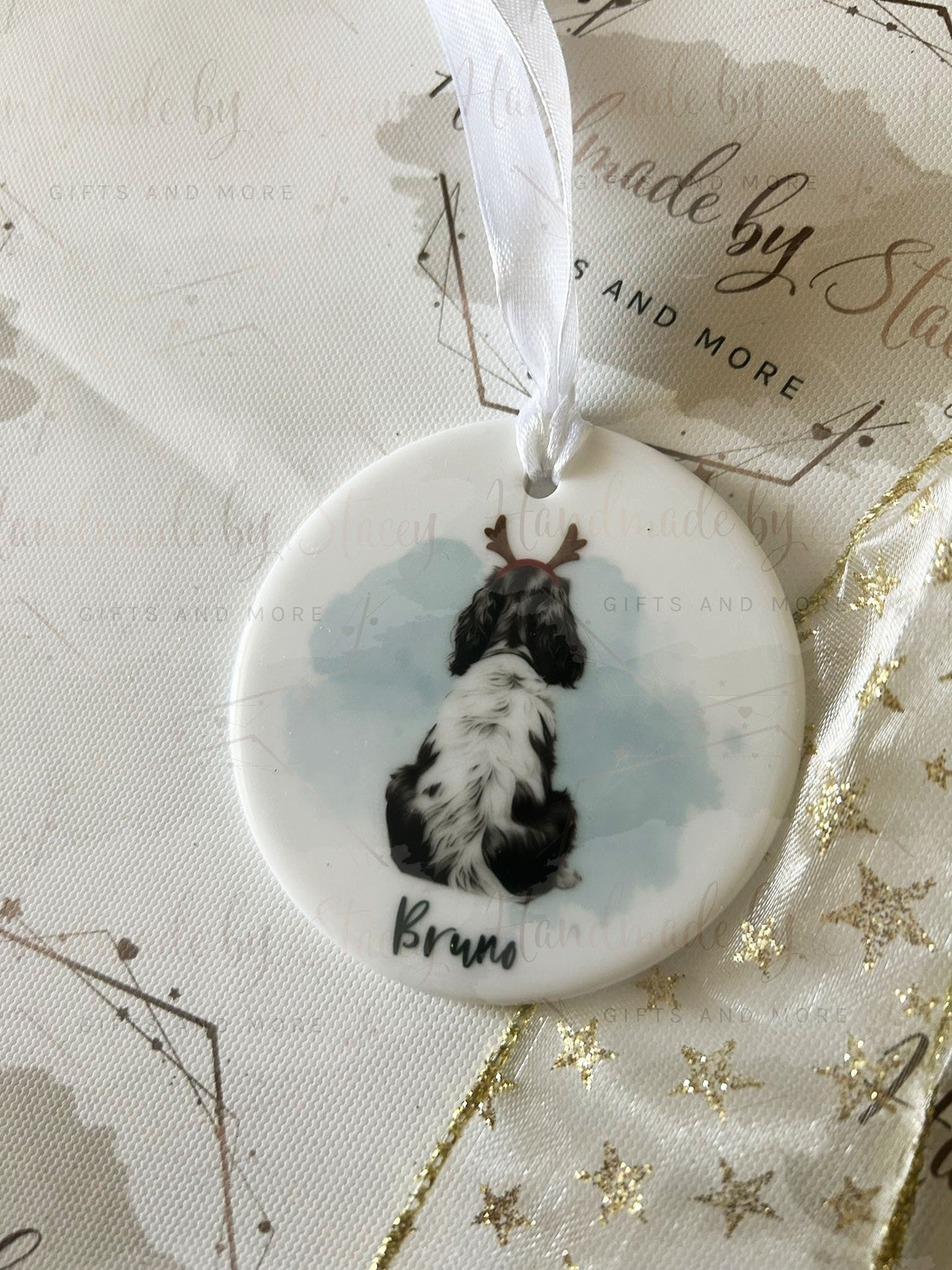 Personalised Christmas Pet Bauble|Ceramic Tree Decoration|Editable Text|Man's Best Friend|Dog Design|Santa Paws|Gift for Dog Owner