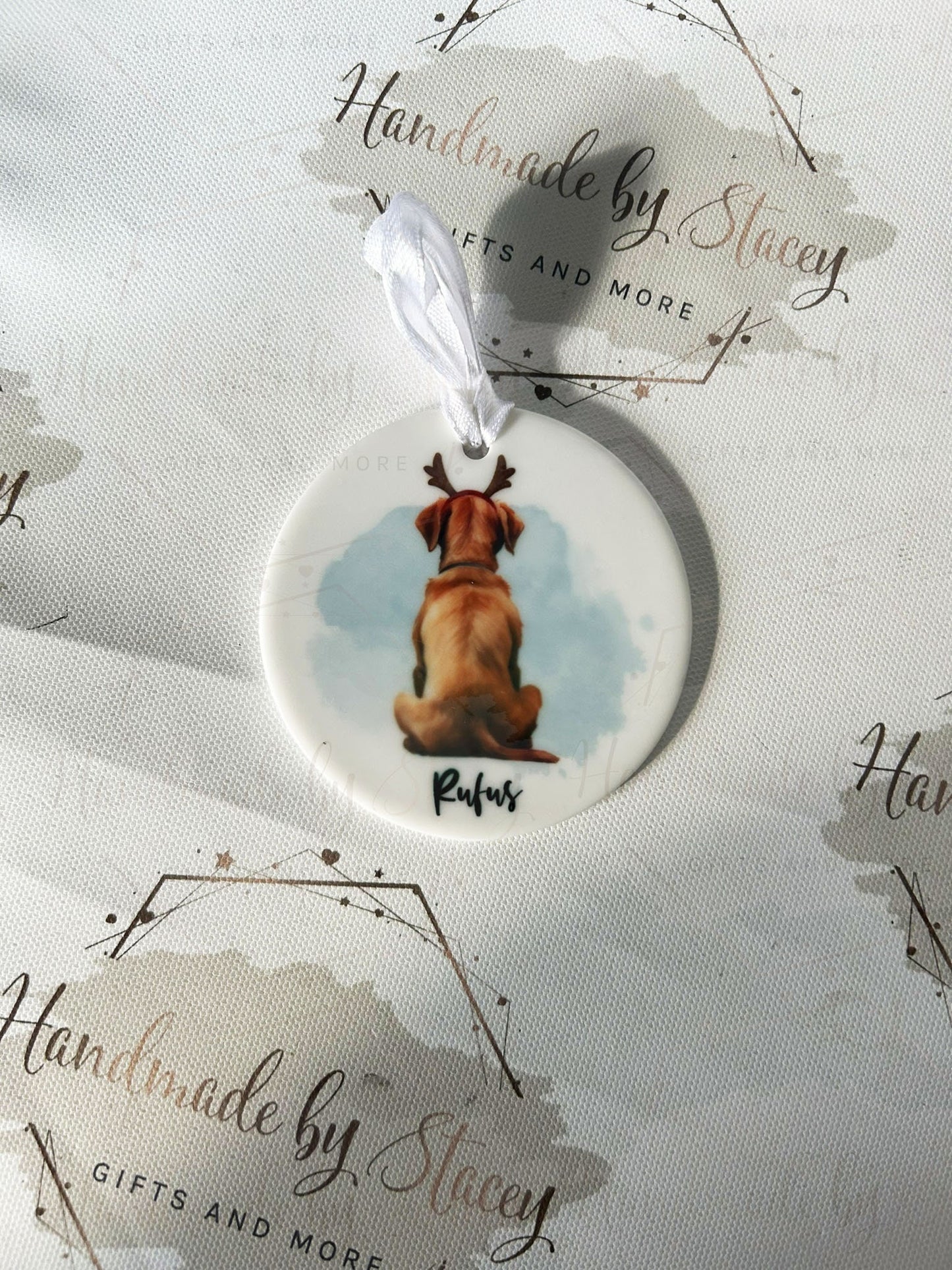 Personalised Christmas Pet Bauble|Ceramic Tree Decoration|Editable Text|Man's Best Friend|Dog Design|Santa Paws|Gift for Dog Owner