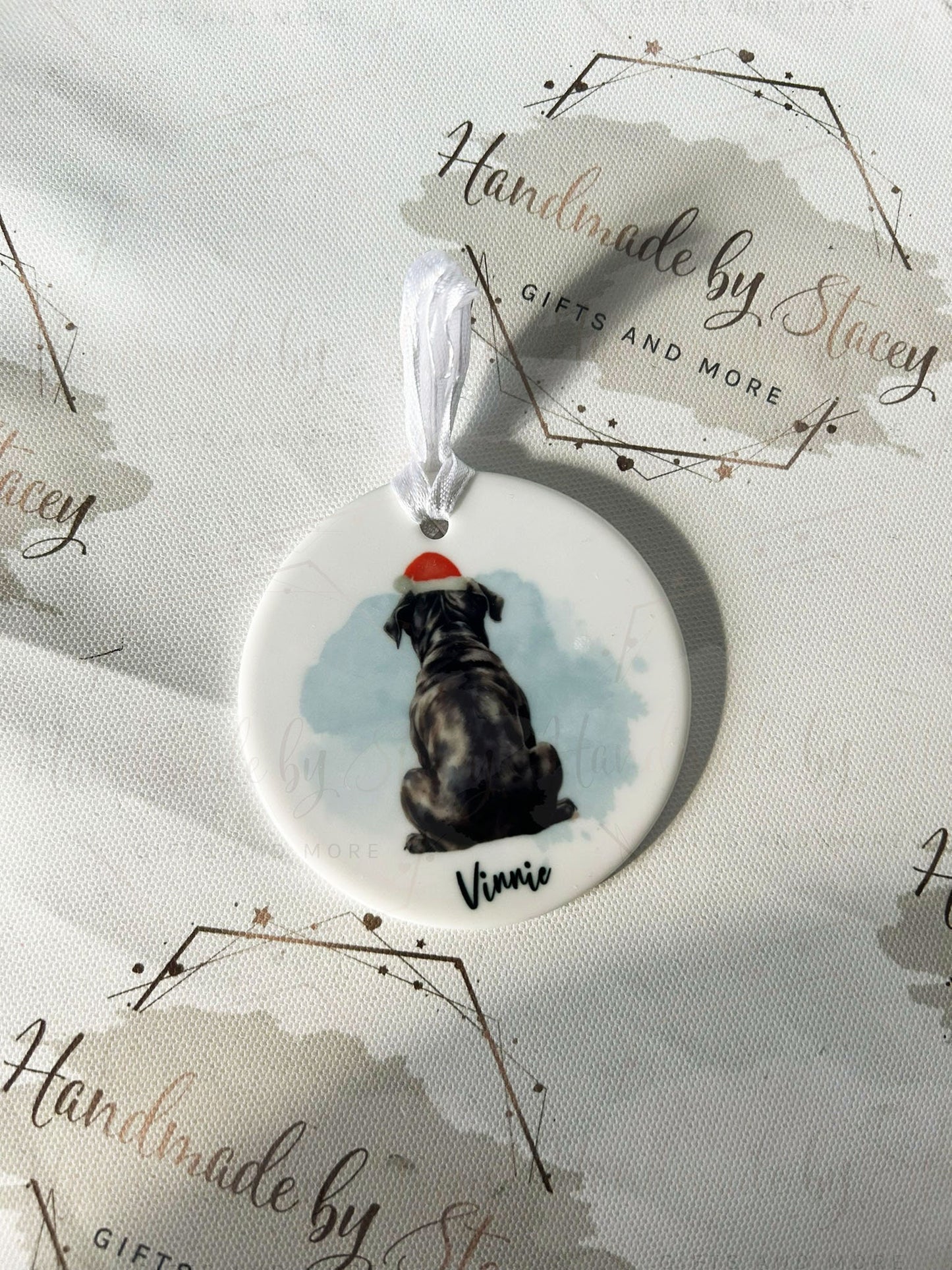 Personalised Christmas Pet Bauble|Ceramic Tree Decoration|Editable Text|Man's Best Friend|Dog Design|Santa Paws|Gift for Dog Owner