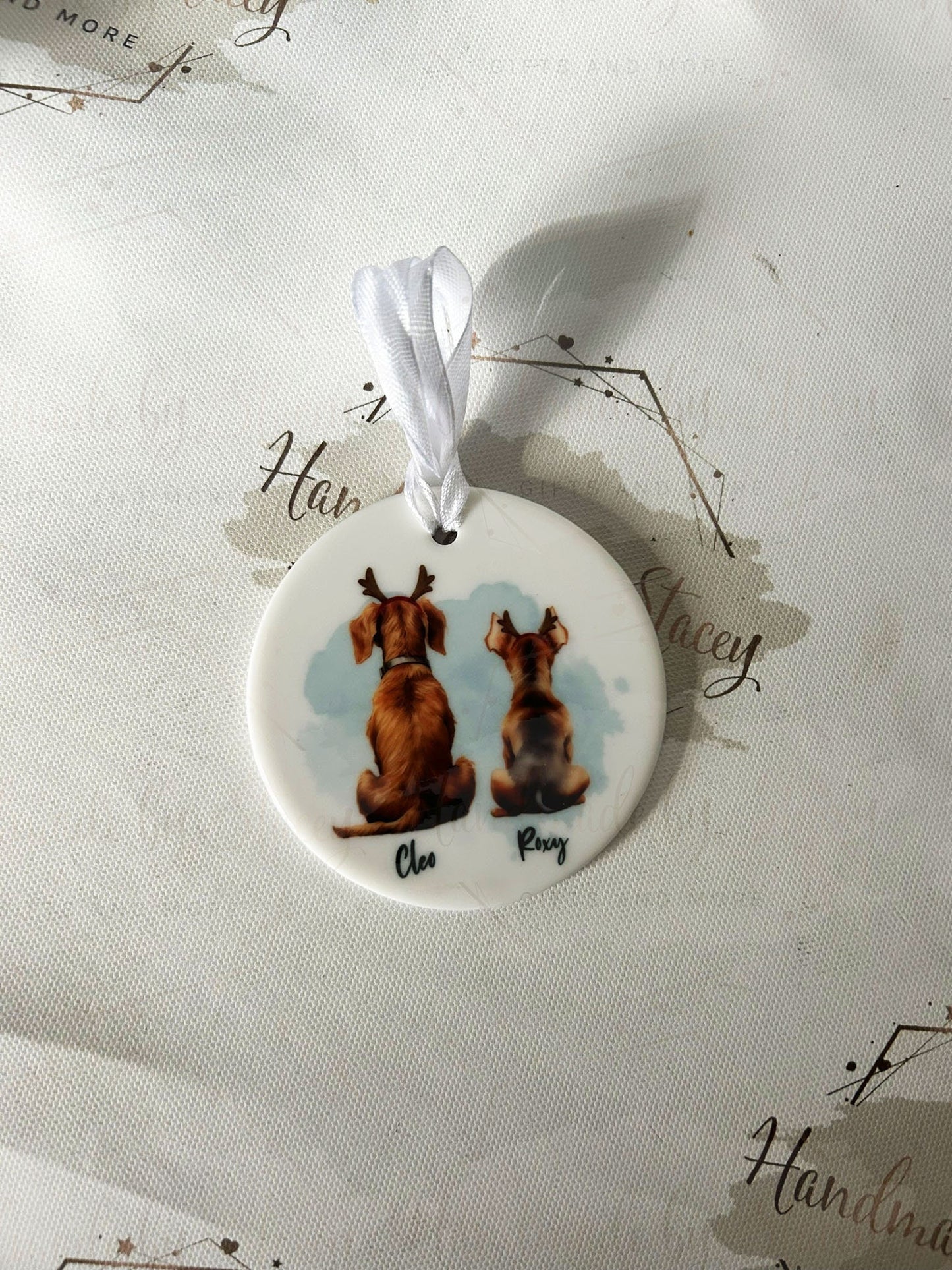Personalised Christmas Pet Bauble|Ceramic Tree Decoration|Editable Text|Man's Best Friend|Dog Design|Santa Paws|Gift for Dog Owner