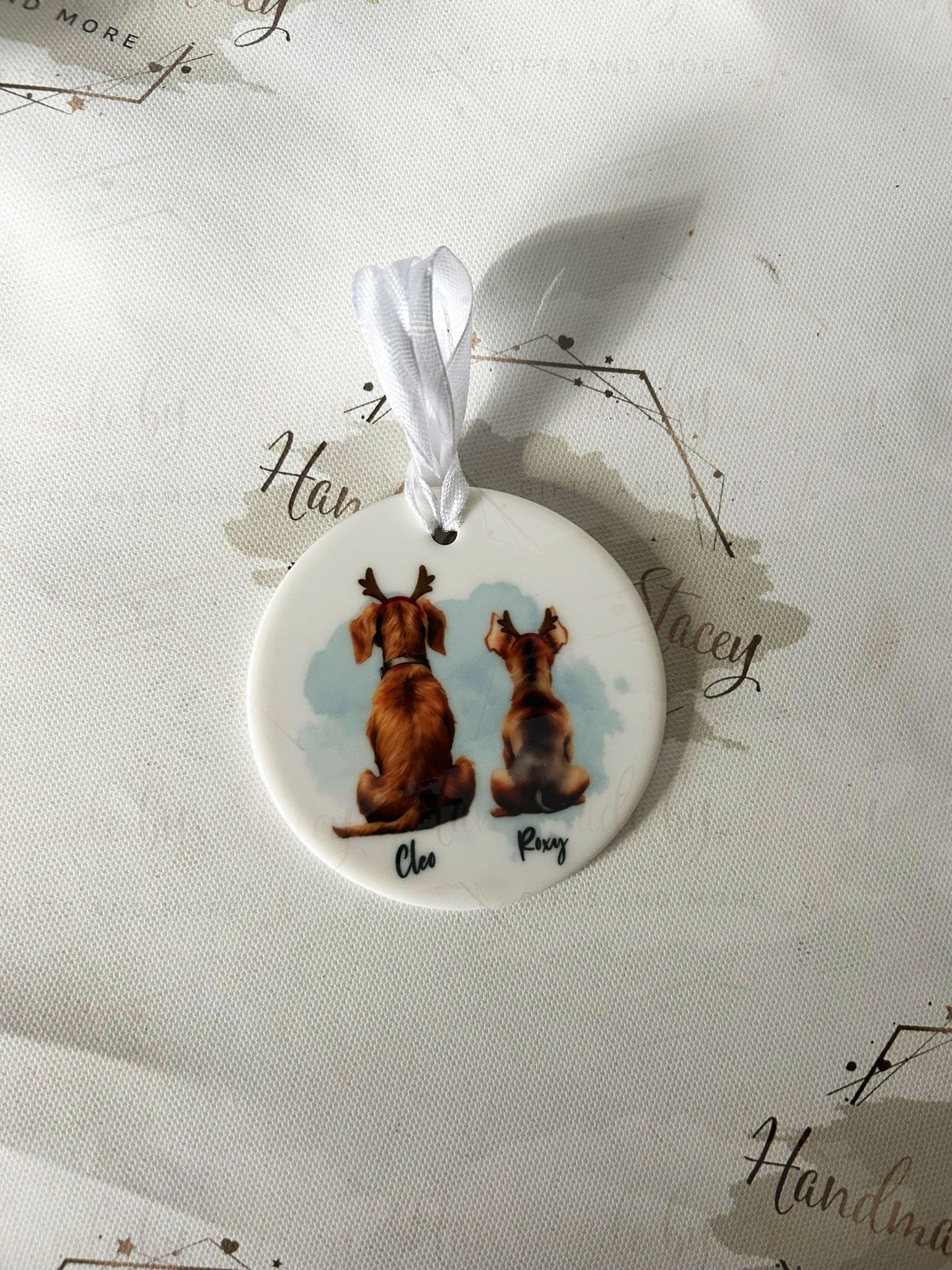 Personalised Christmas Pet Bauble|Ceramic Tree Decoration|Editable Text|Man's Best Friend|Dog Design|Santa Paws|Gift for Dog Owner