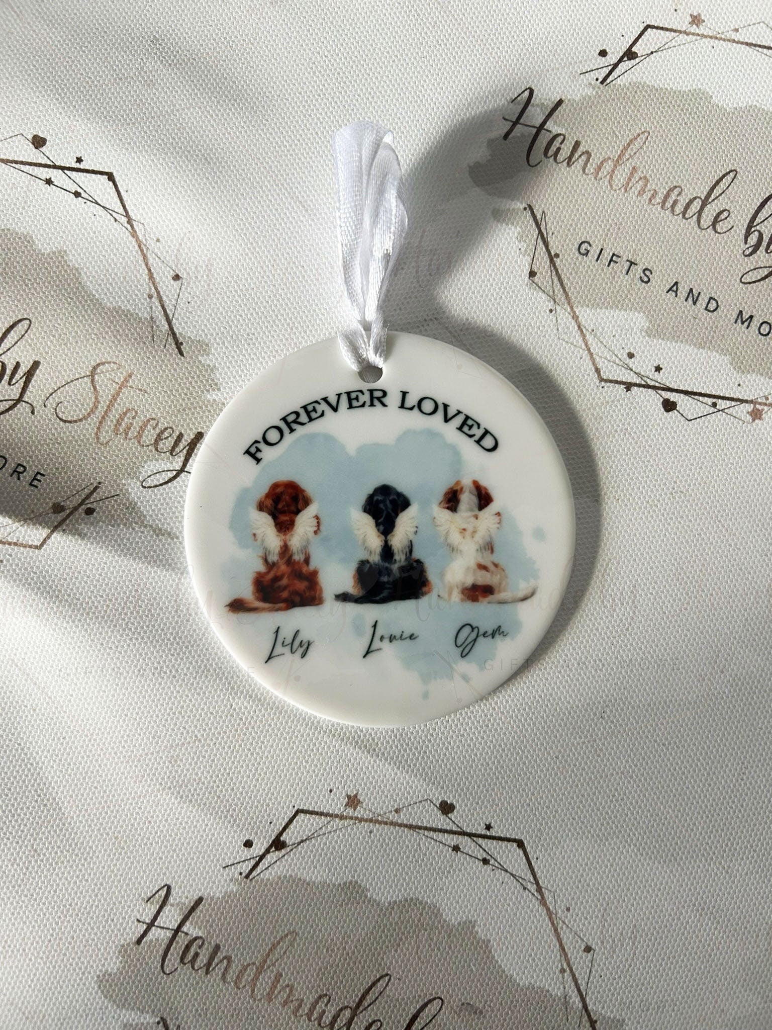 Personalised Christmas Pet Bauble|In Memory Pet|Ceramic Tree Decoration|Editable Text|Man's Best Friend|Dog Design|Santa Paws|