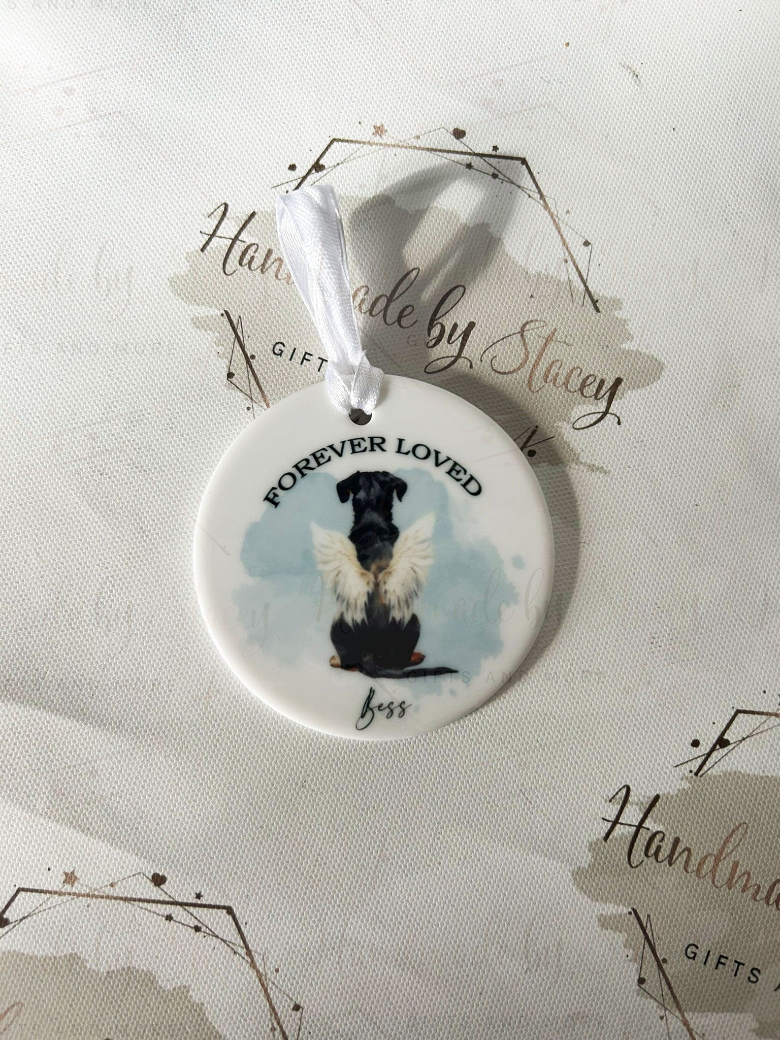 Personalised Christmas Pet Bauble|In Memory Pet|Ceramic Tree Decoration|Editable Text|Man's Best Friend|Dog Design|Santa Paws|