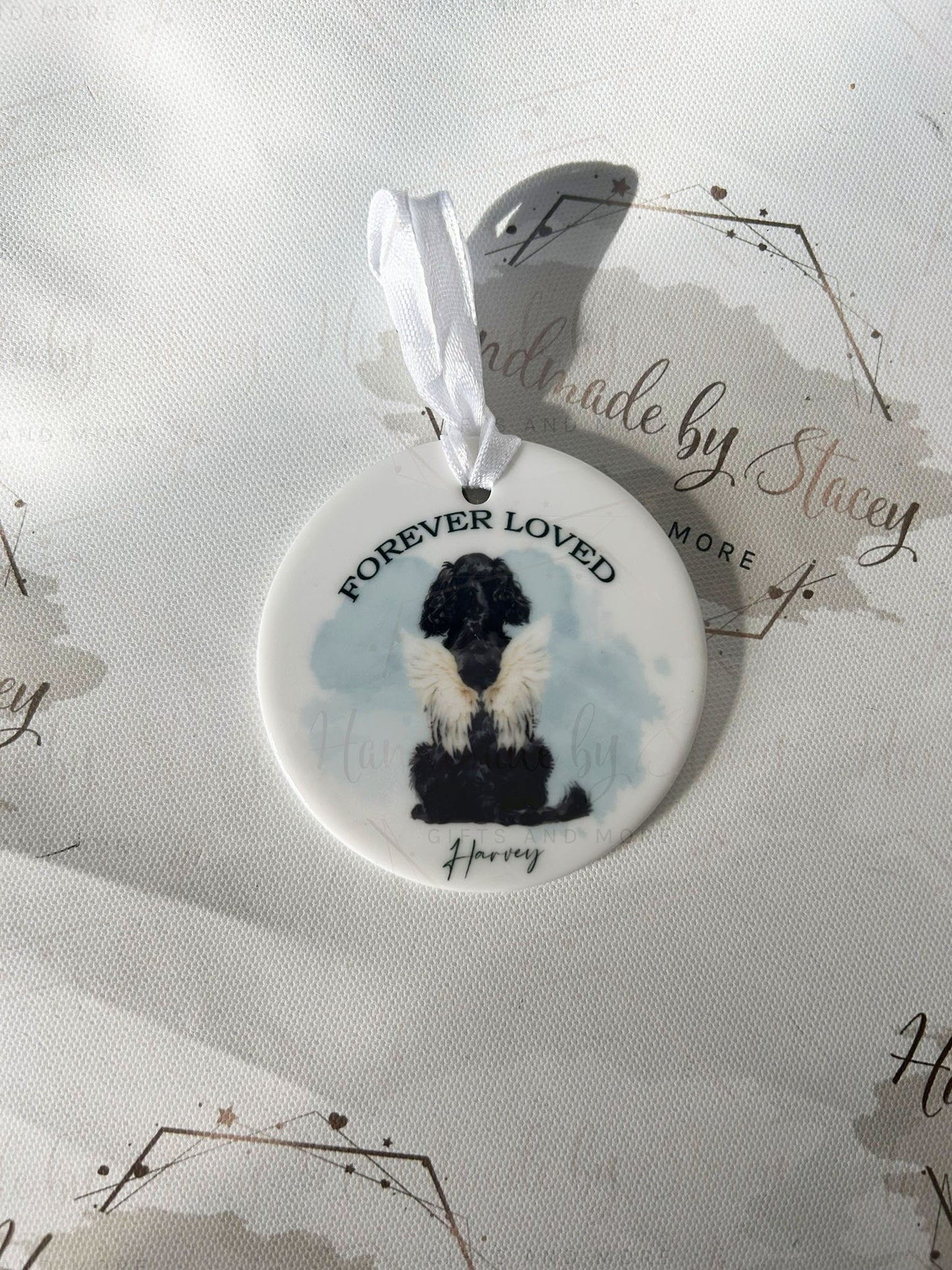 Personalised Christmas Pet Bauble|In Memory Pet|Ceramic Tree Decoration|Editable Text|Man's Best Friend|Dog Design|Santa Paws|