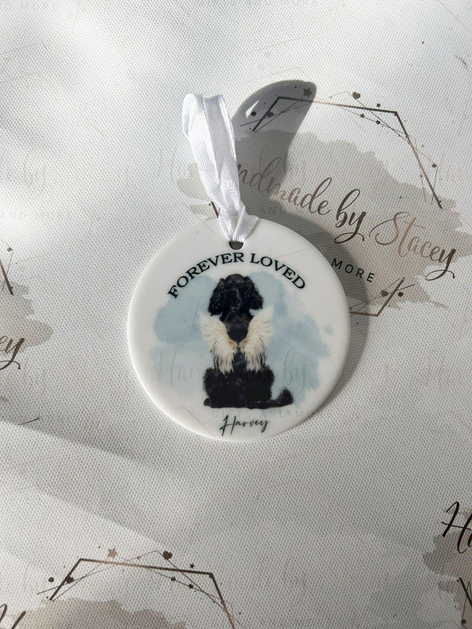 Personalised Christmas Pet Bauble|In Memory Pet|Ceramic Tree Decoration|Editable Text|Man's Best Friend|Dog Design|Santa Paws|