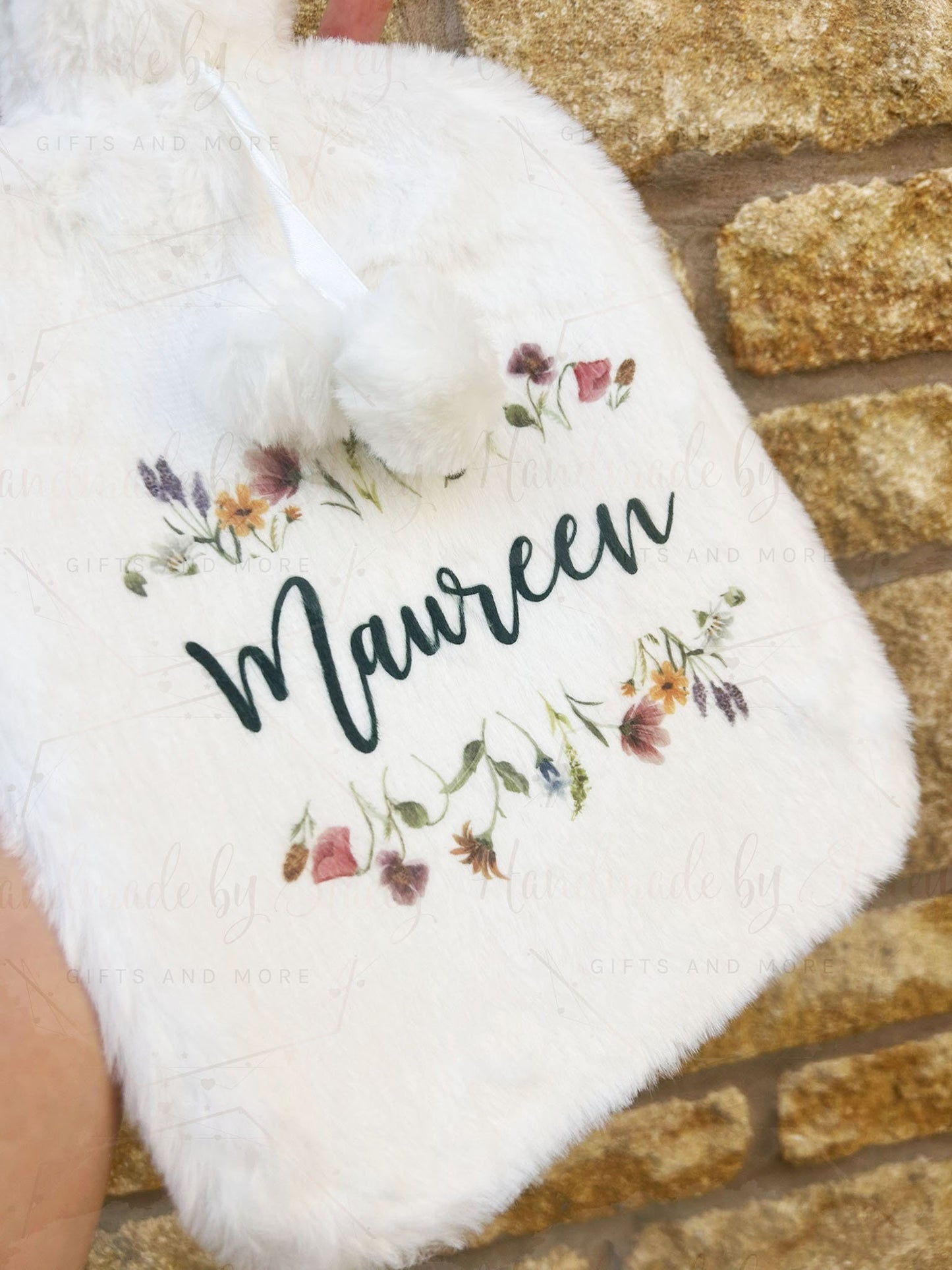 Personalised Hot Water Bottle|Wildflower Floral Design|Editable Text|Limited Birthday Christmas Warm Gift Idea|For Mum Grandparent Friend