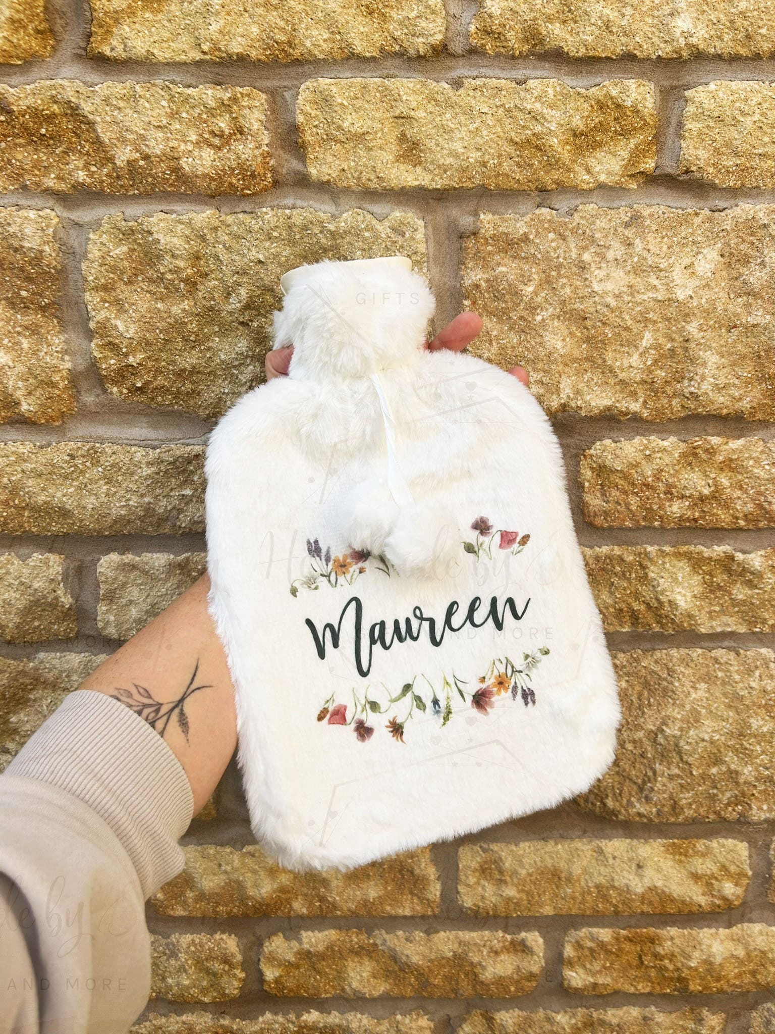 Personalised Hot Water Bottle|Wildflower Floral Design|Editable Text|Limited Birthday Christmas Warm Gift Idea|For Mum Grandparent Friend