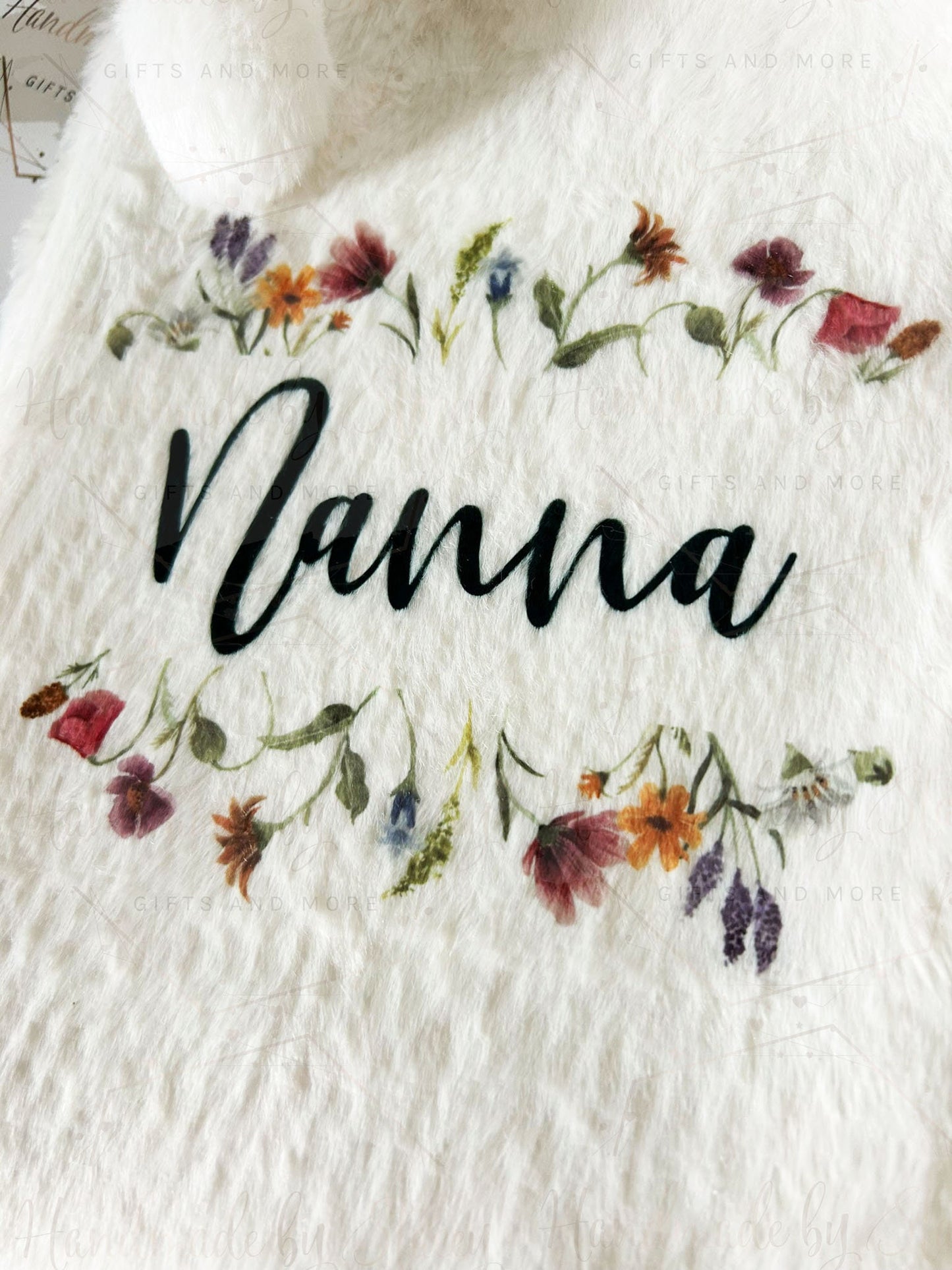Personalised Hot Water Bottle|Wildflower Floral Design|Editable Text|Limited Birthday Christmas Warm Gift Idea|For Mum Grandparent Friend