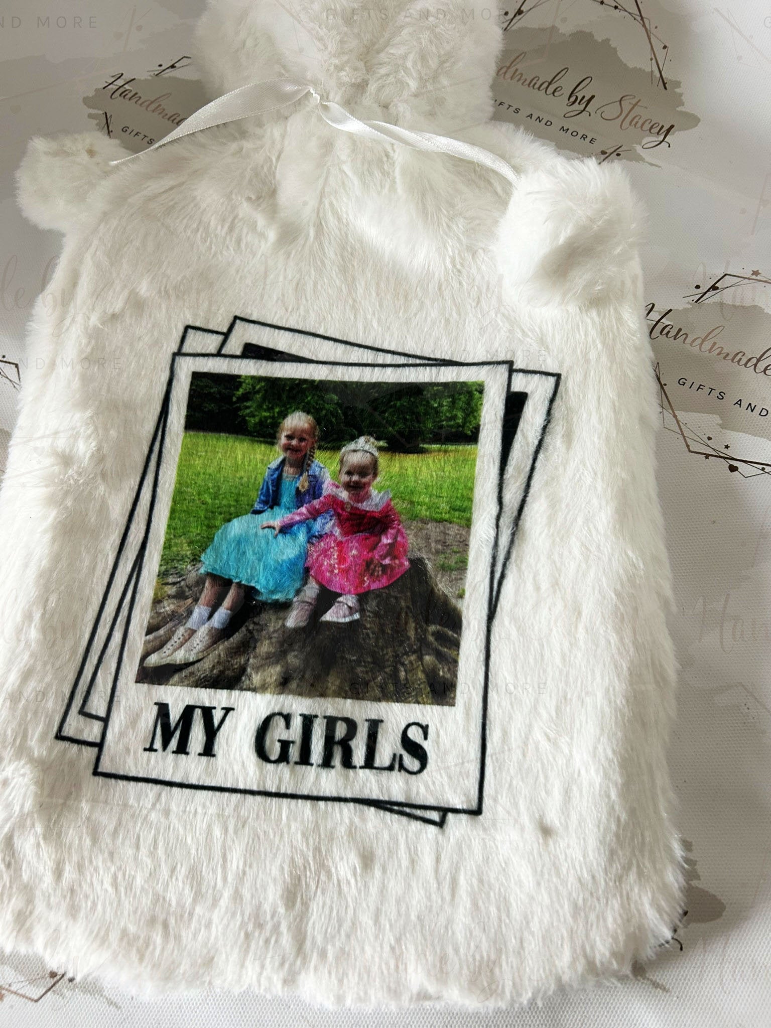 Personalised Hot Water Bottle|Photo Polaroid Design|Editable Text|Limited Birthday Christmas Warm Gift Idea|For Mum Grandparent Friend