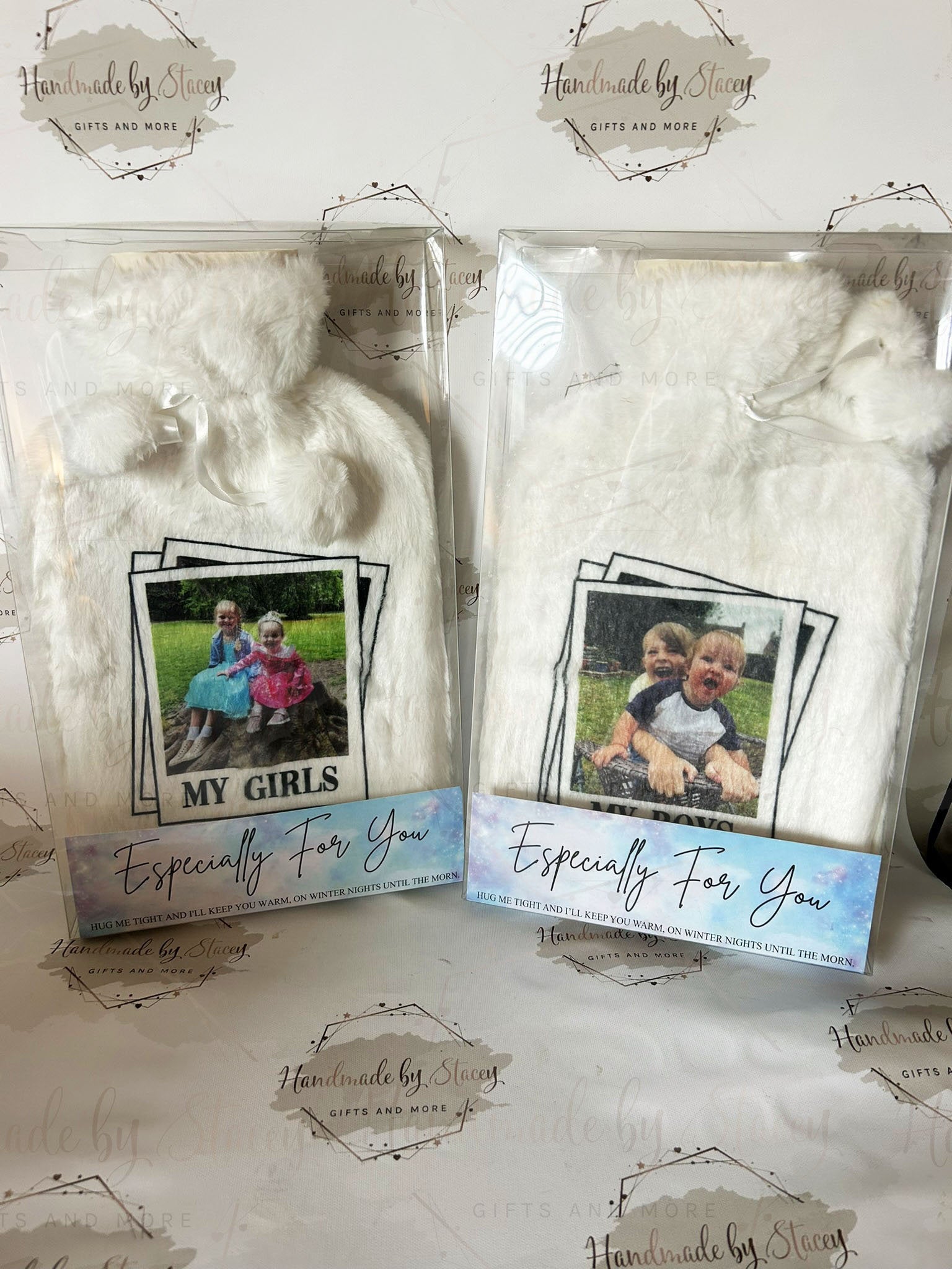 Personalised Hot Water Bottle|Photo Polaroid Design|Editable Text|Limited Birthday Christmas Warm Gift Idea|For Mum Grandparent Friend