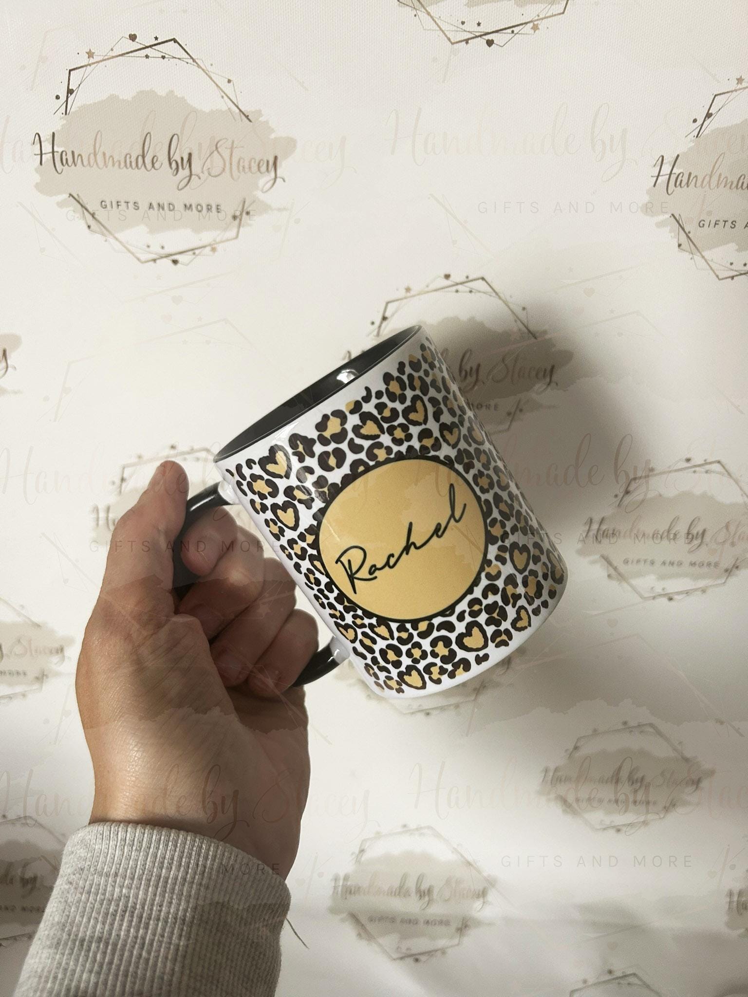 Personalised Ceramic Mug|Leopard Print Funky Style Drinking Cup|Editable Text|Gift Idea for Her|Friend|Mother's Day|Chirstmas