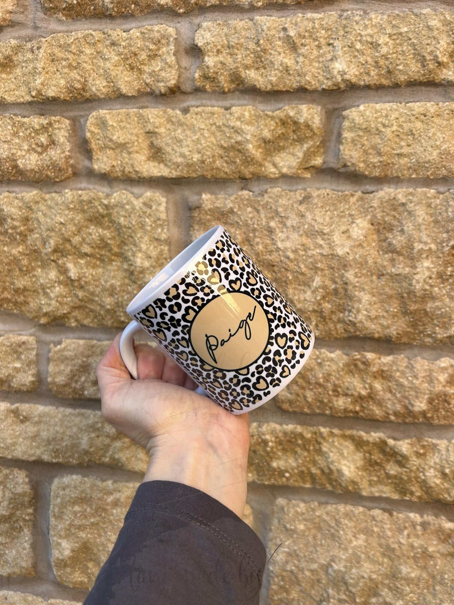 Personalised Ceramic Mug|Leopard Print Funky Style Drinking Cup|Editable Text|Gift Idea for Her|Friend|Mother's Day|Chirstmas