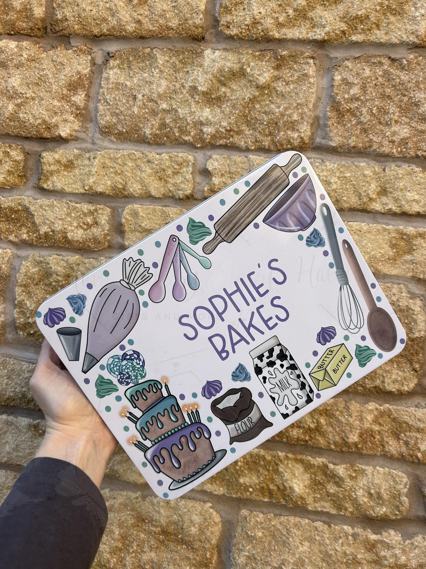 Personalised Novelty Metal Tin|Baking Cooking Tin|Editable Text|Recipe Cards Baking Accessories Storage|Gift for Kitchen|Birthday Christmas