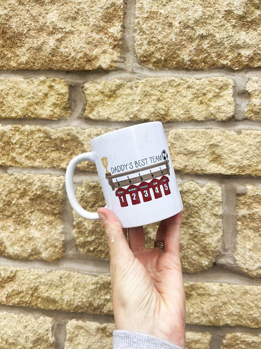 Personalised Ceramic Mug|Football Rugby Sport Fan|Custom Text|Gift Idea for Footy Fan|5 a Side|Gift for Brother/Uncle/Grandad/Daddy/Fathers