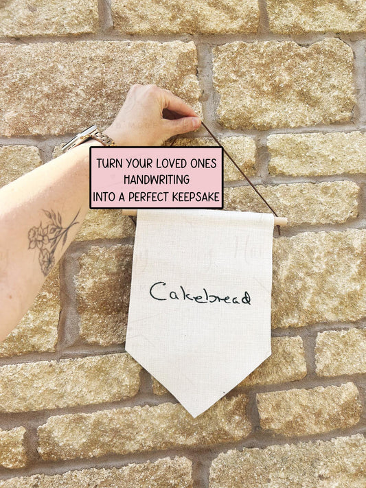 Personalised Linen Flag Pennant|Loved Ones Handwriting|Childs Writing|Keepsake Memorial Home Decor|Thoughtful Present in Memory of